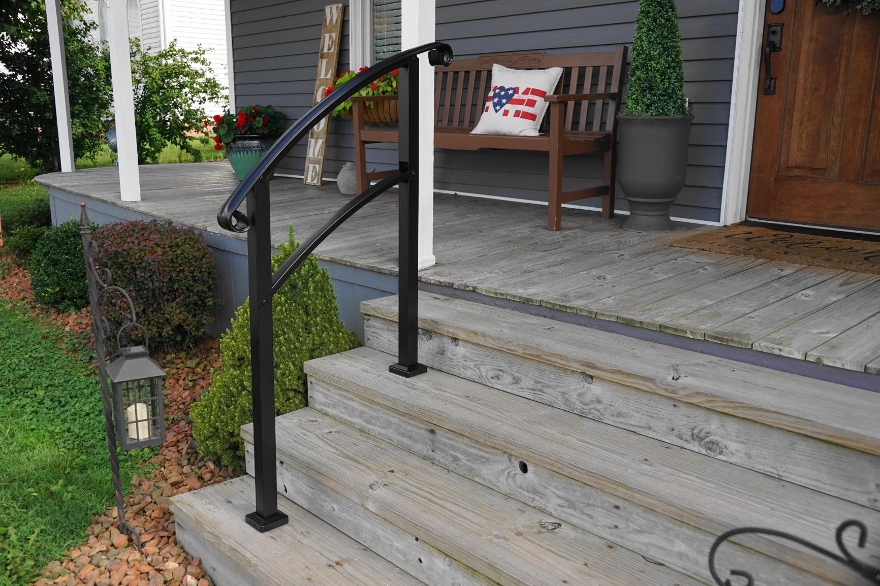 Aluminum Deck Railing Kit, Modular 36 in H. x 5 Ft W Level Railing Kit for Outdoor Steps, Heavy Duty Balustrade System for Deck, Porch, Patio & Balcony (1 Post, 1 Panel) customer photo 2