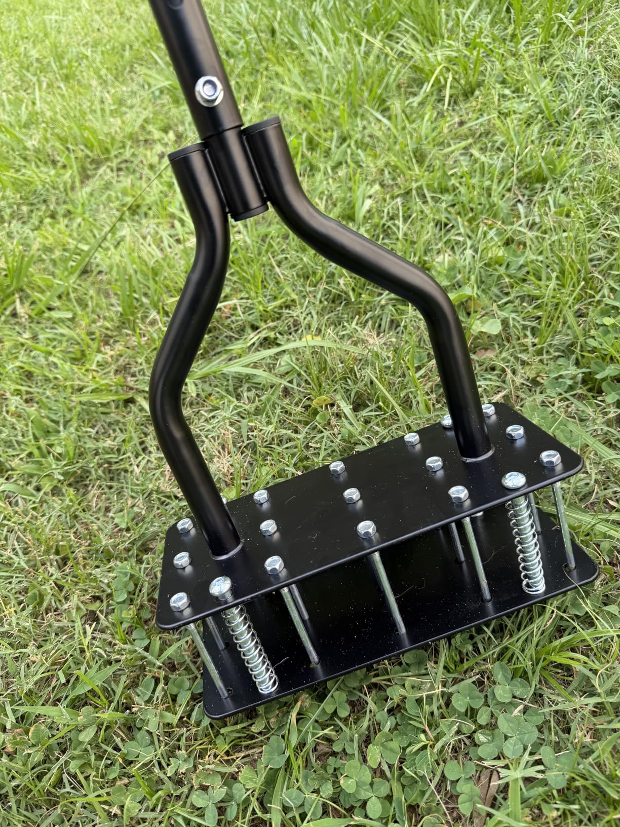Lawn Aerator Tools, 3 Height Manual Yard Aerator with Self-Cleaning Design | Heavy Duty Adjustable Lawn Air Aerator Tool with 15 Long Iron Spikes, for Lawn Care, Hard Soil Loosening and Yard Aerating customer photo 1