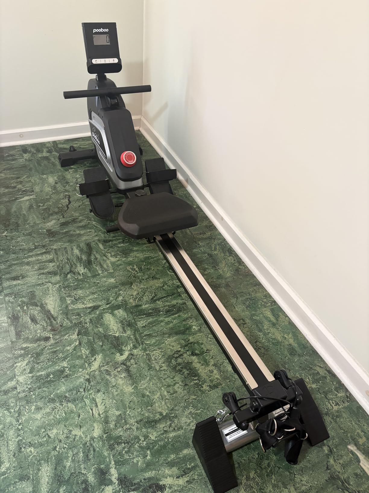 pooboo Rowing Machine for Home, Foldable Magnetic Rowing Machine | 14 Levels Quiet Resistance, Rower Machine with 350 LB Weight Capacity, Comfortable Padded Seat, LCD Monitor, App Support customer photo 1