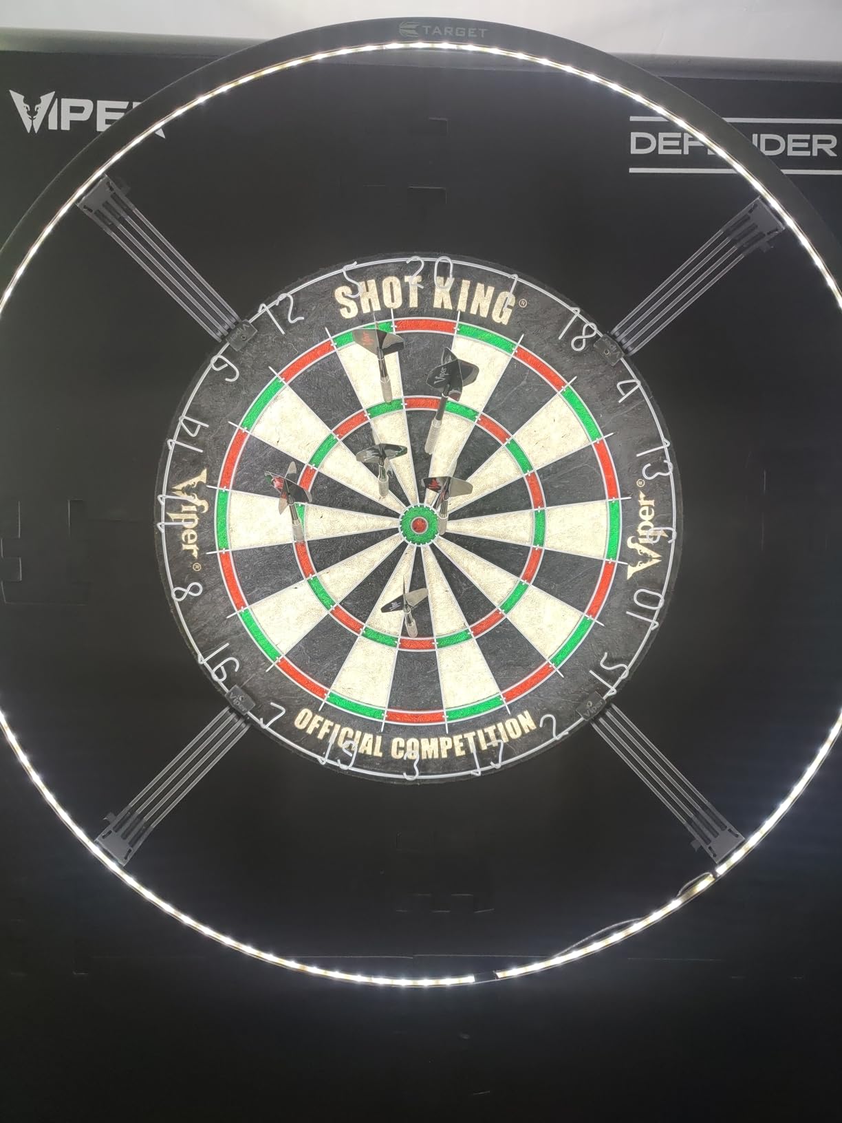 Viper by GLD Products Shot King Regulation Bristle Steel Tip Dartboard Set with Bullseye Metal Radial Spider Wire Compressed Sisal Board with Rotating Number Ring Includes 6 Darts Black customer photo 1