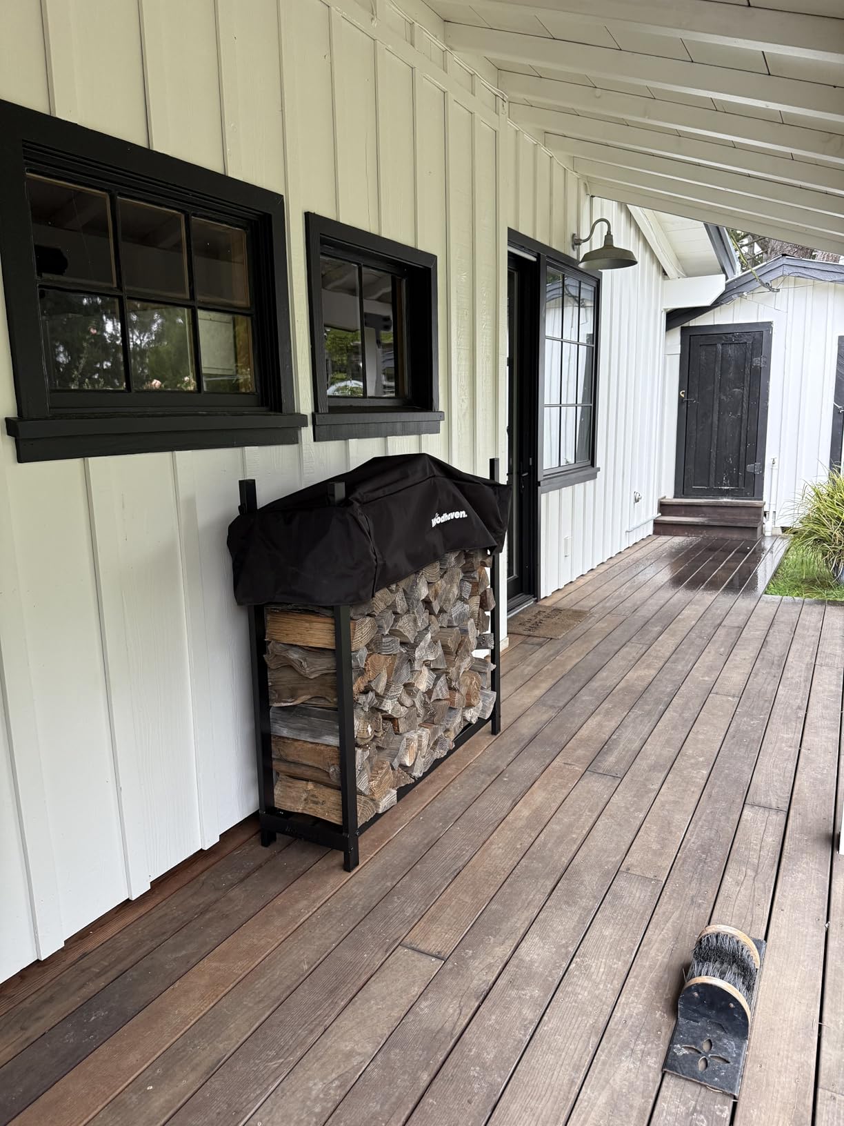 Woodhaven Black 4 Foot - Heavy Duty Made In USA - Indoor Outdoor - 1/4 Cord Firewood Storage Log Rack With Seasoning Cover Combo Set customer photo 1