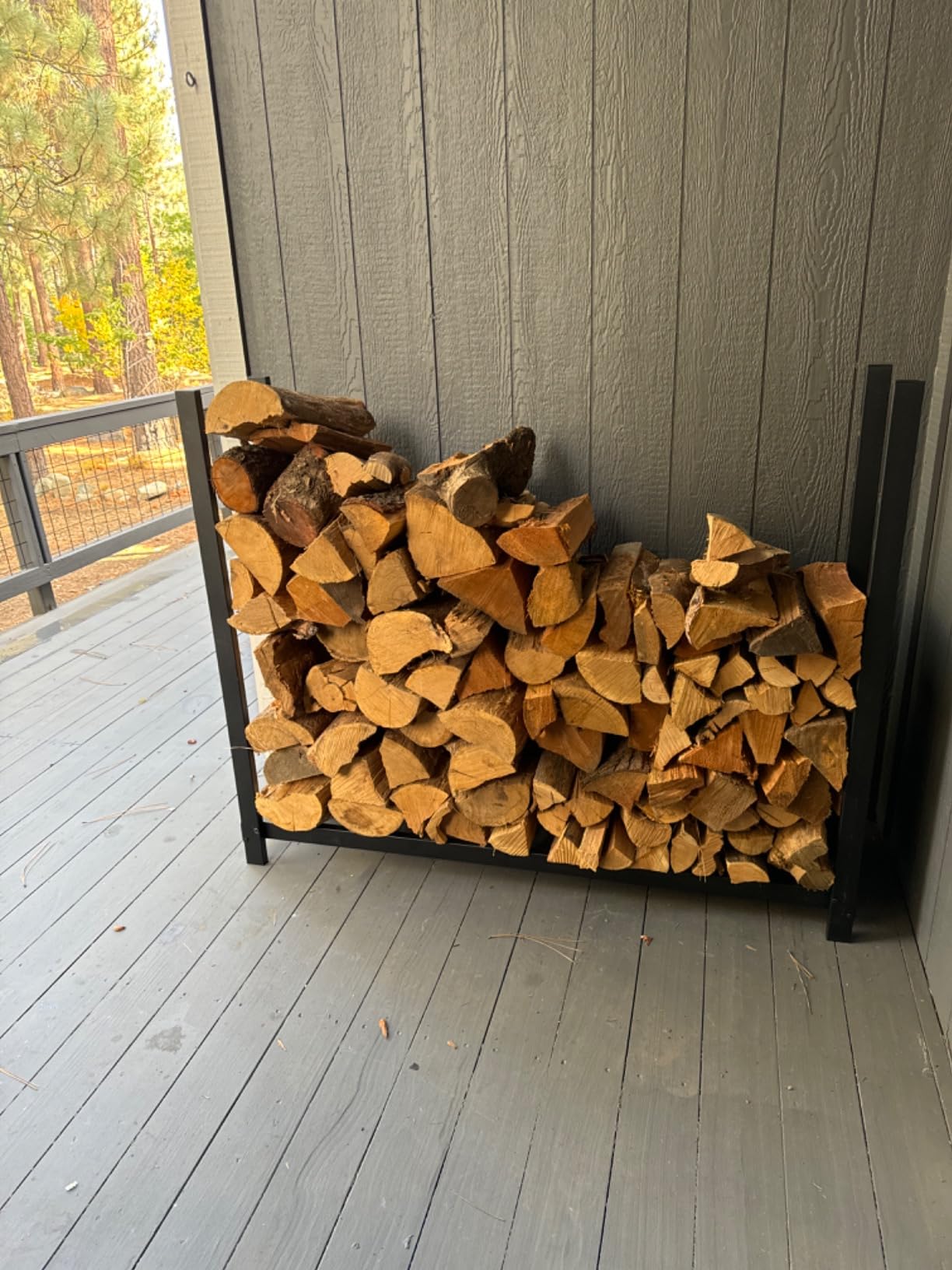 Woodhaven Black 4 Foot - Heavy Duty Made In USA - Indoor Outdoor - 1/4 Cord Firewood Storage Log Rack With Seasoning Cover Combo Set customer photo 2