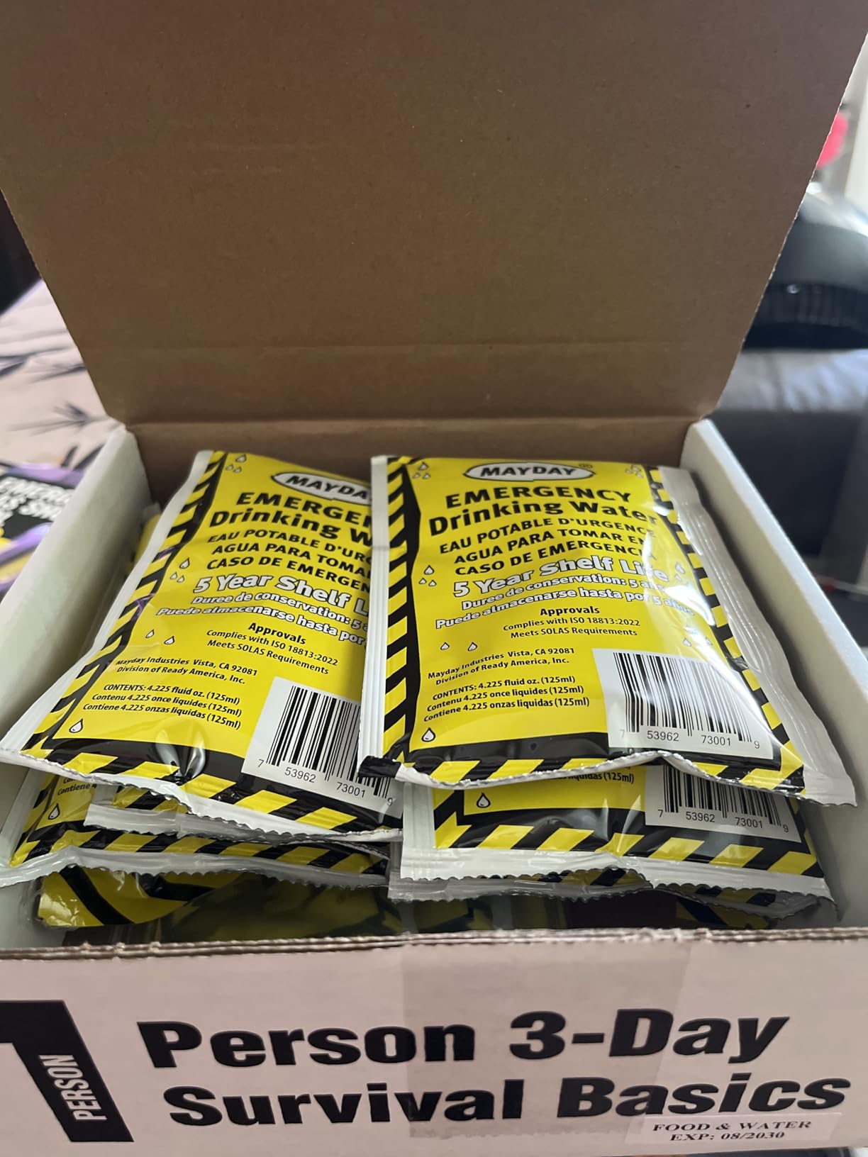 Ready America 3000 Survival Box 1-Person 3-Day, Food Water Blanket - 2400 Calorie Food Bar, Water Pouches, Emergency Blanket, Heat-Retaining Shelter, Rain Poncho & 72-Hour Survival Supplies customer photo 1