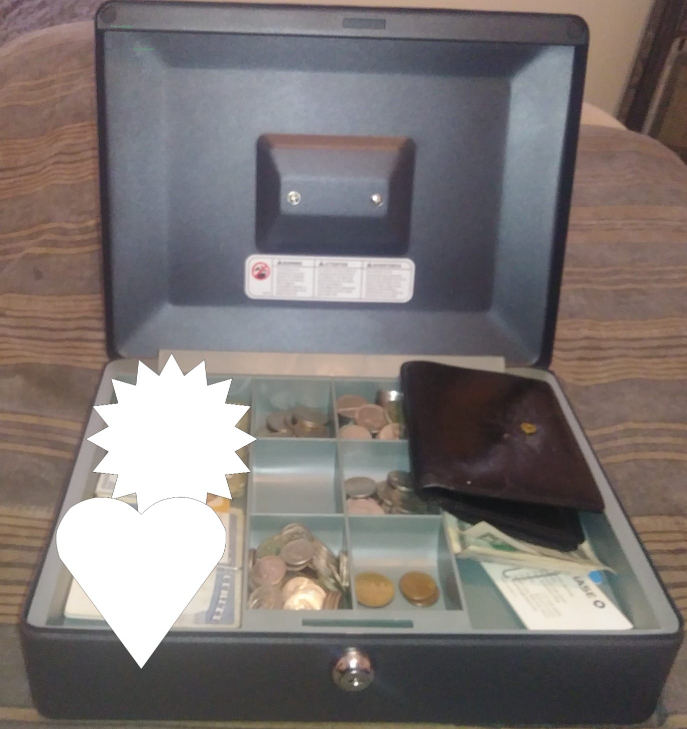 SentrySafe Black Money Saving Box with Cash Tray and Key Lock, Portable Safe Box with Carrying Handle, 0.21 Cubic Feet, 3.75 x 12 x 9.3 Inches, CB-12 customer photo 1