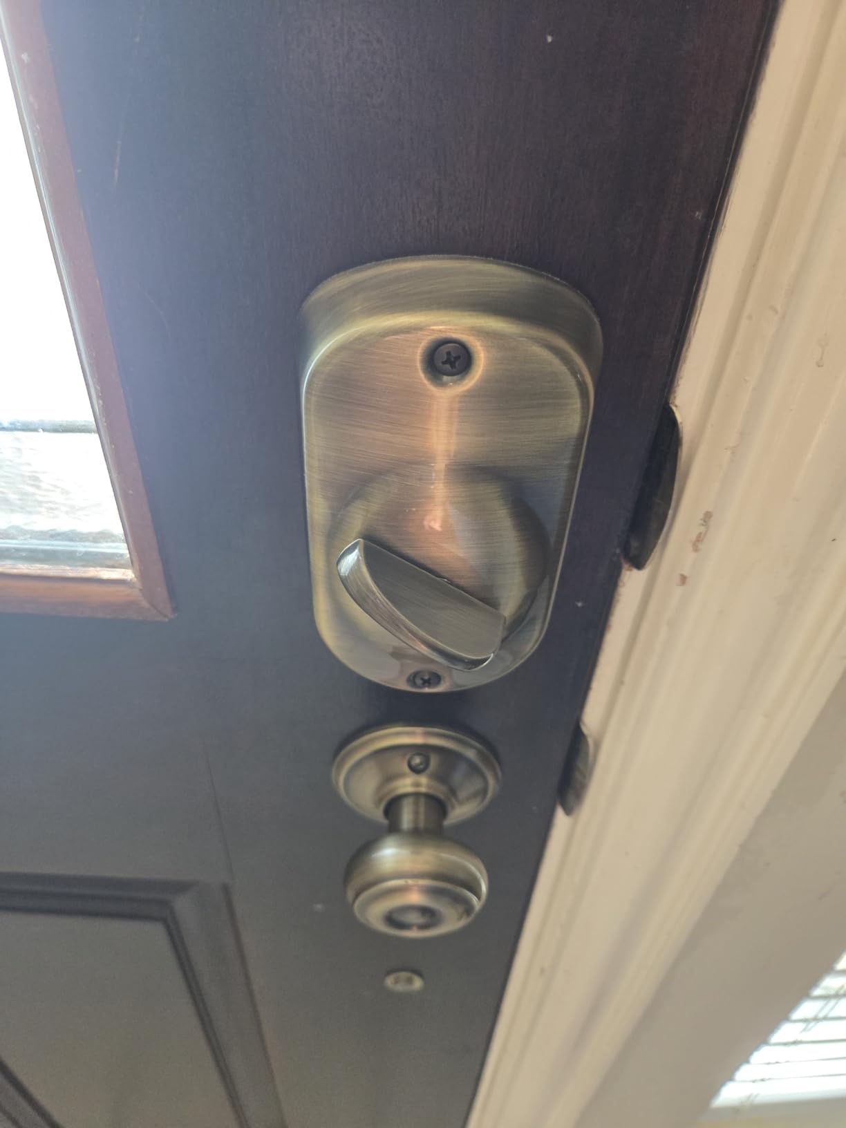 Schlage Electronic Keypad Deadbolt Lock, Camelot Trim, Satin Nickel | Keyless entry door lock, Push button keypad deadbolt, Key backup included, Certified security, Easy install, BE365 customer photo 1
