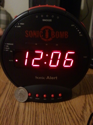 Sonic Bomb Dual Extra Loud Alarm Clock with Bed Shaker, Black | Sonic Alert Vibrating Alarm Clock Heavy Sleepers, Battery Backup | Wake with a Shake customer photo 2