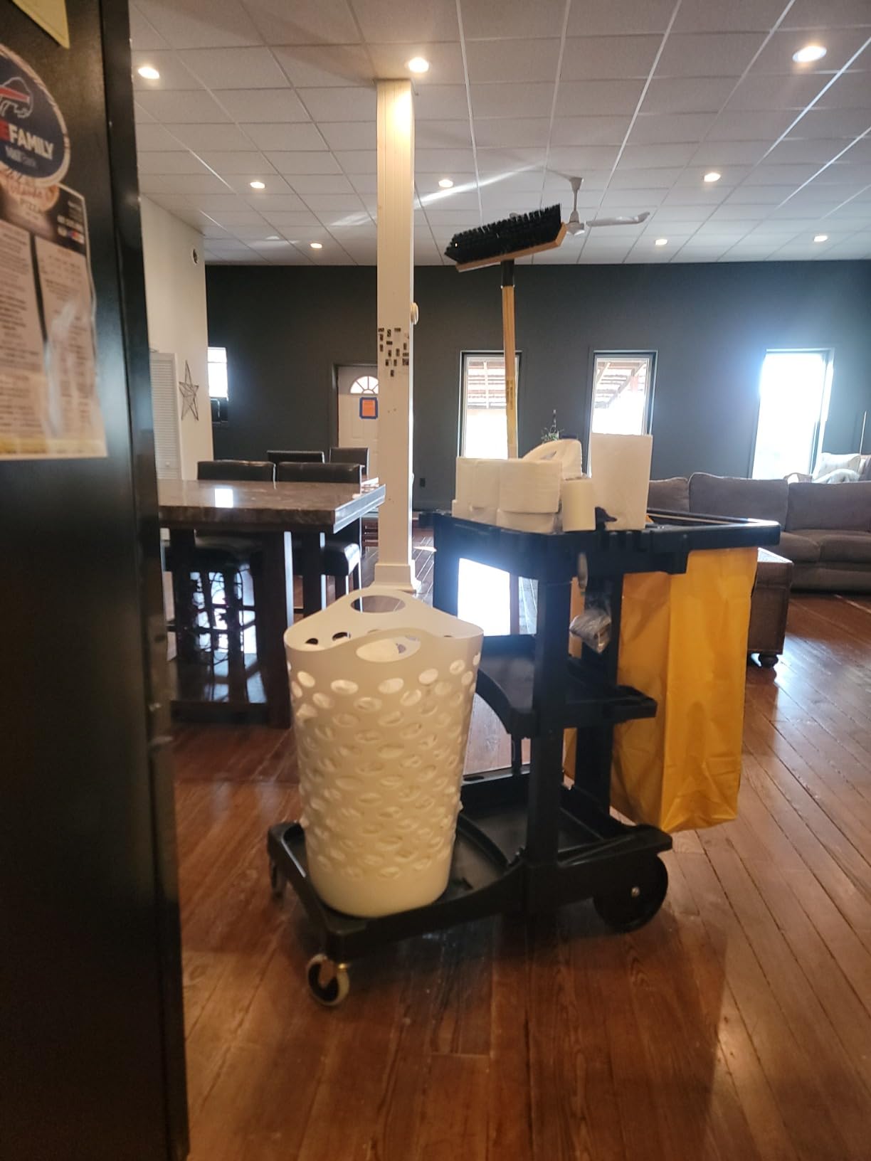 Rubbermaid Commercial Traditional Janitorial 3-Shelf Cleaning Cart, Wheeled with Zippered Yellow Vinyl Bag customer photo 1