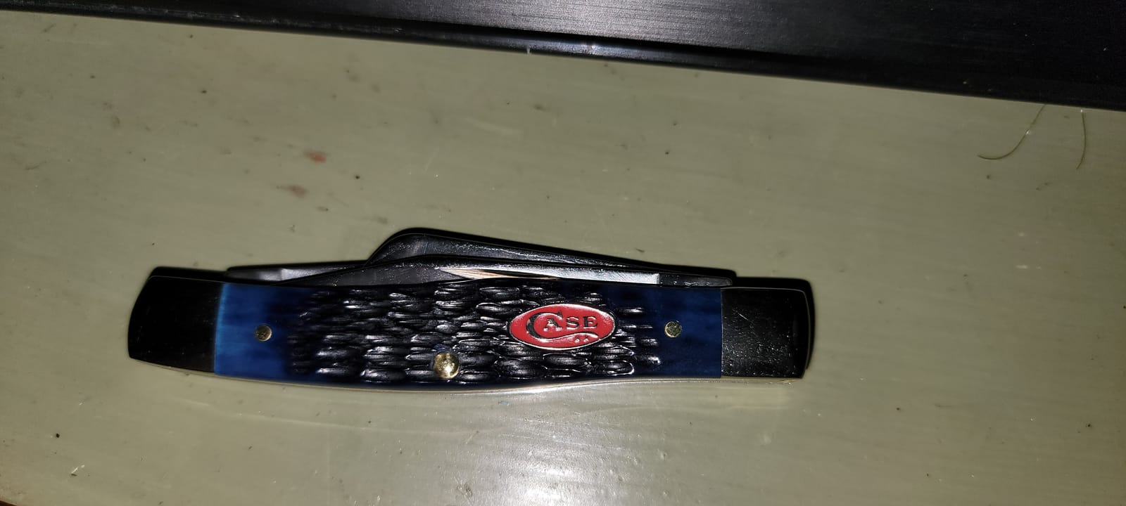 Case WR XX Pocket Knife Navy Blue Jigged Bone Medium Stockman Item #7049 - (63032 SS) - Length Closed: 3 5/8 Inches customer photo 2