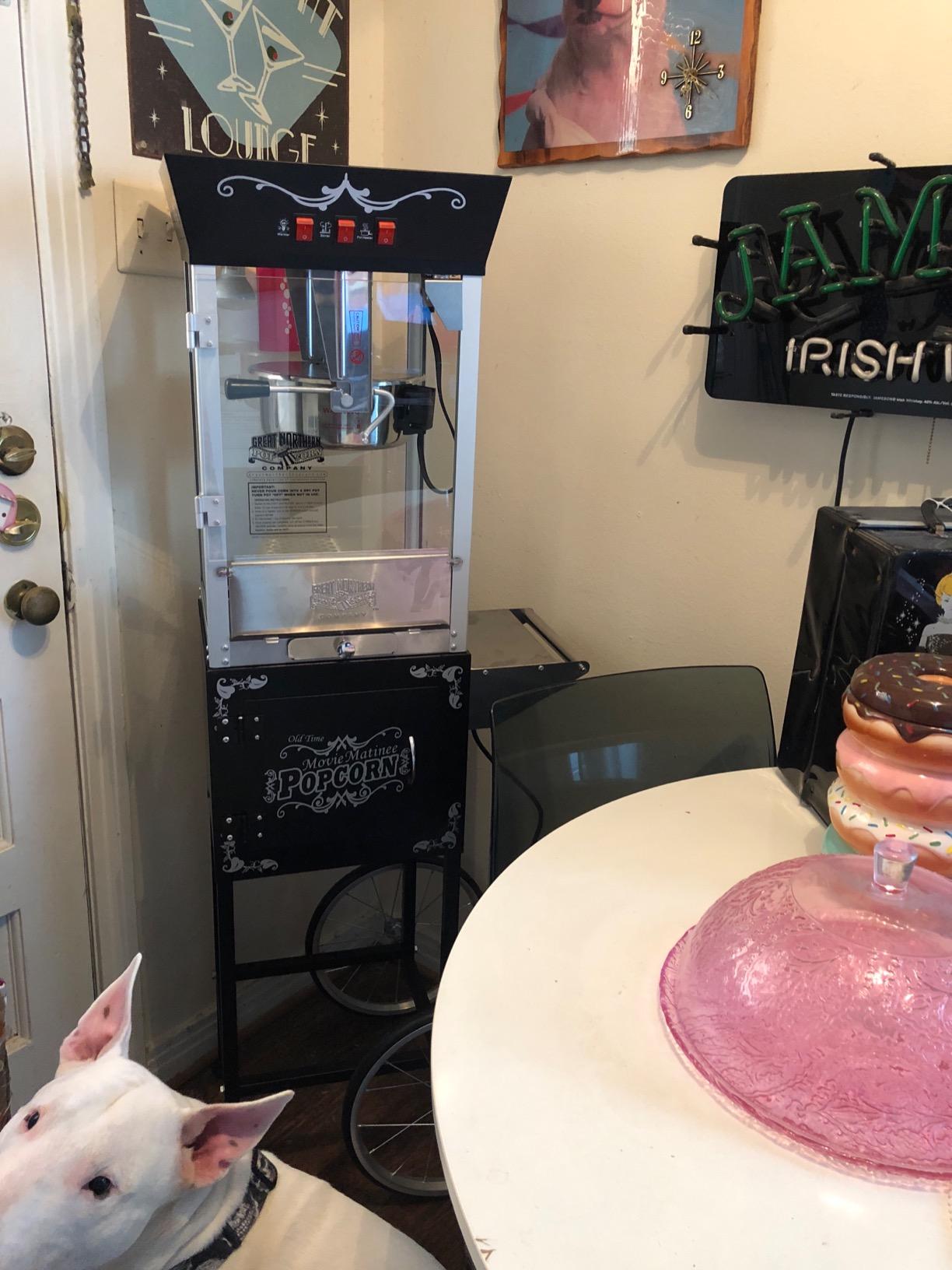 Matinee Popcorn Machine with Cart - 8oz Popper with Stainless-Steel Kettle, Warming Light, and Accessories by Great Northern Popcorn (Red) customer photo 2