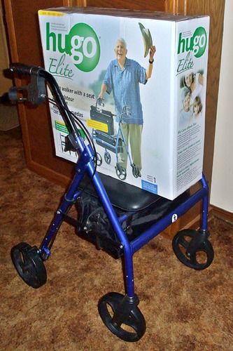 Drive Medical Hugo Elite Rollator Walker with Seat and Basket, Blue | Rollator Walker Features Comfortable Seat and Basket for Everyday Storage and Convenient Rest Stops customer photo 2