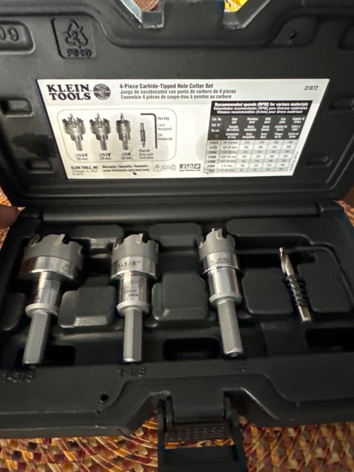 Klein Tools 31872 Heavy Duty Hole Saw Kit, Carbide Hole Cutters, 4-Piece customer photo 2