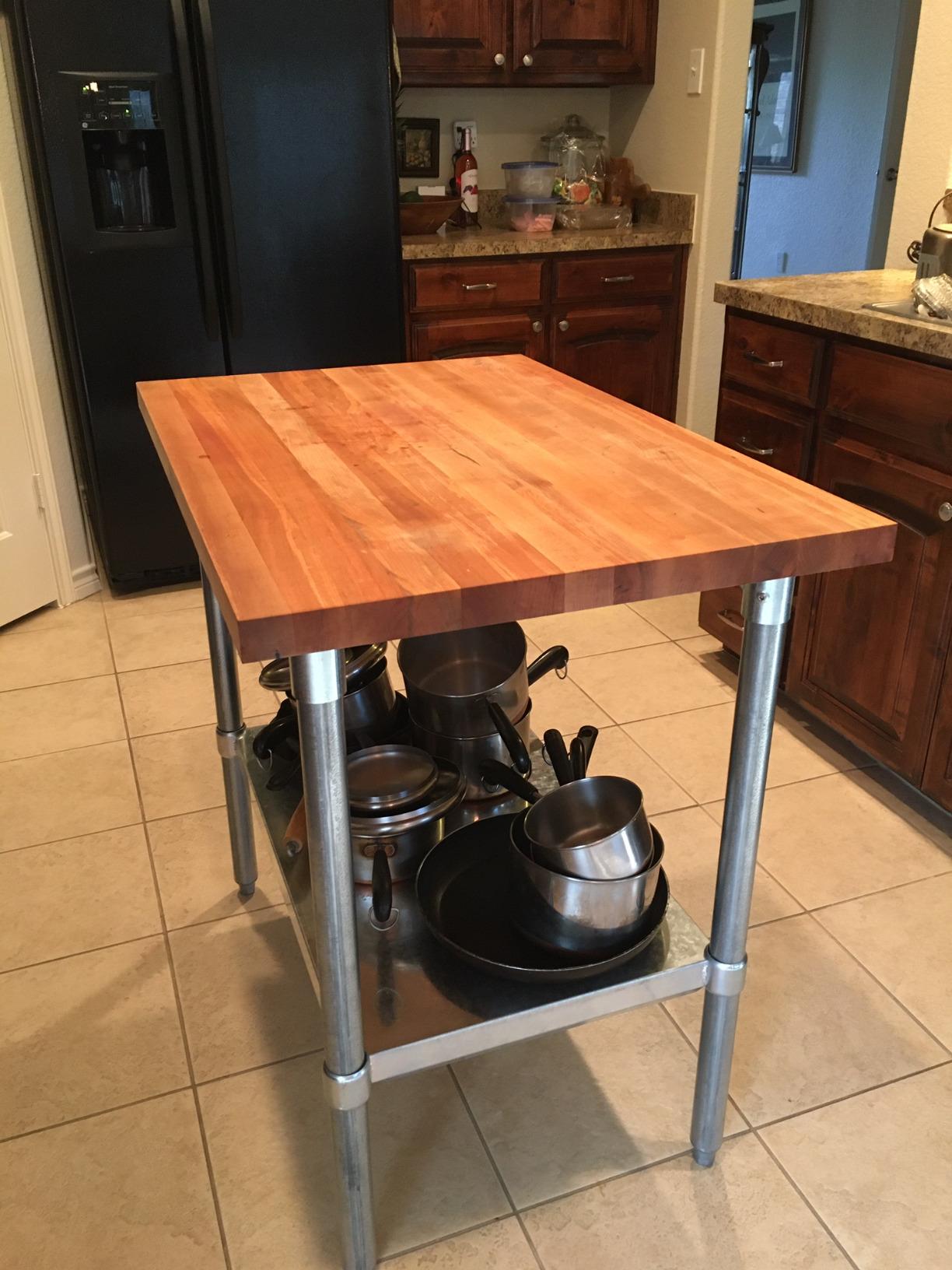 John Boos JNS02 Maple Top Work Table with Galvanized Base and Shelf, 48