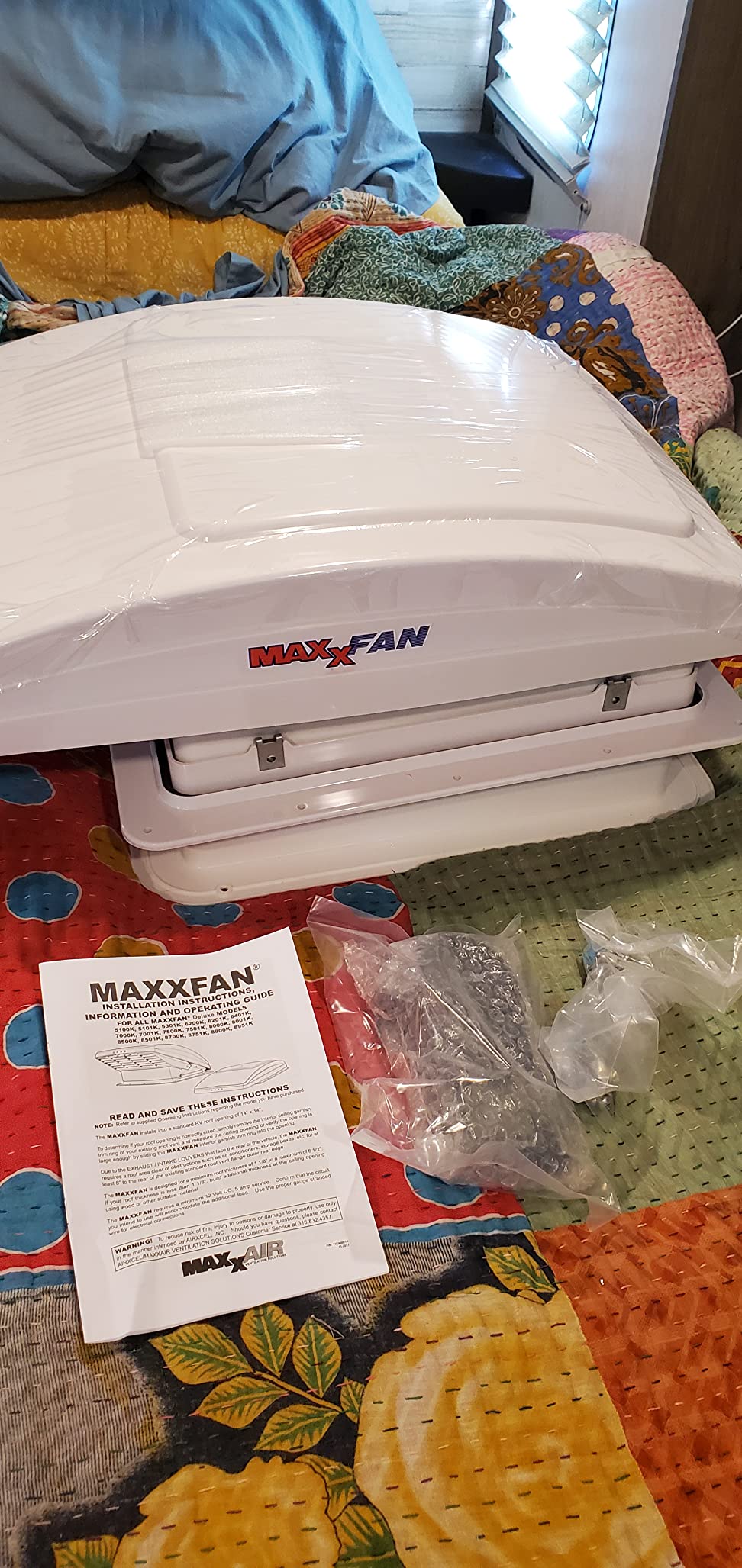 MAXXAIR Maxxfan Deluxe Vent, Fan and Vent Cover All in One - Powerful 10-Speed Reversible Fan with Thermostat, Built-In Rain Cover, Remote Control, Intake & Exhaust Fan, White (00-07000K) customer photo 1