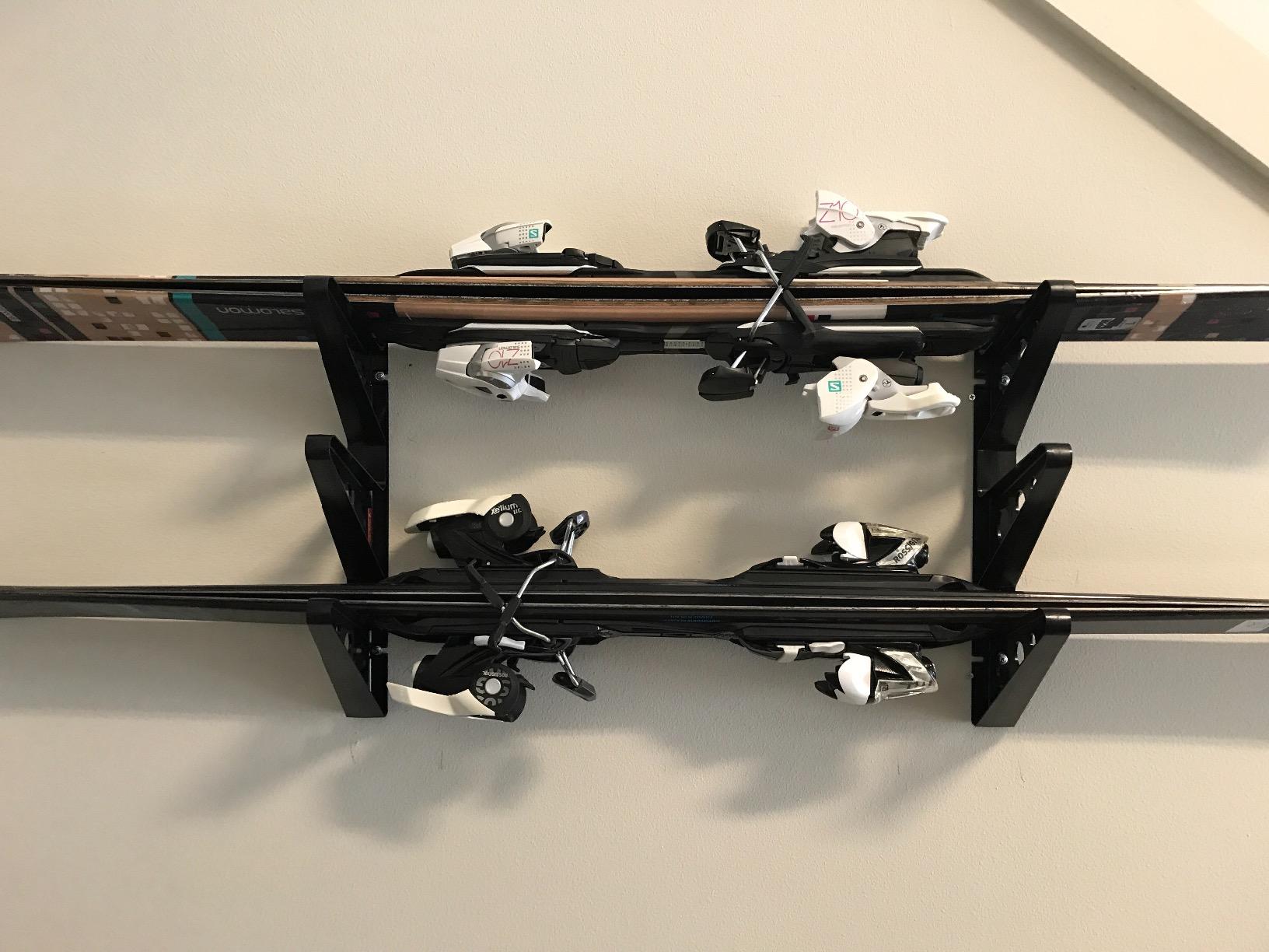 StoreYourBoard Ski Rack Wall Mount, Horizontal Ski & Snowboard Storage | Ski Wall Mount, Ski Rack for Garage, Snowboard Wall Rack, Holds 3 Pairs customer photo 2