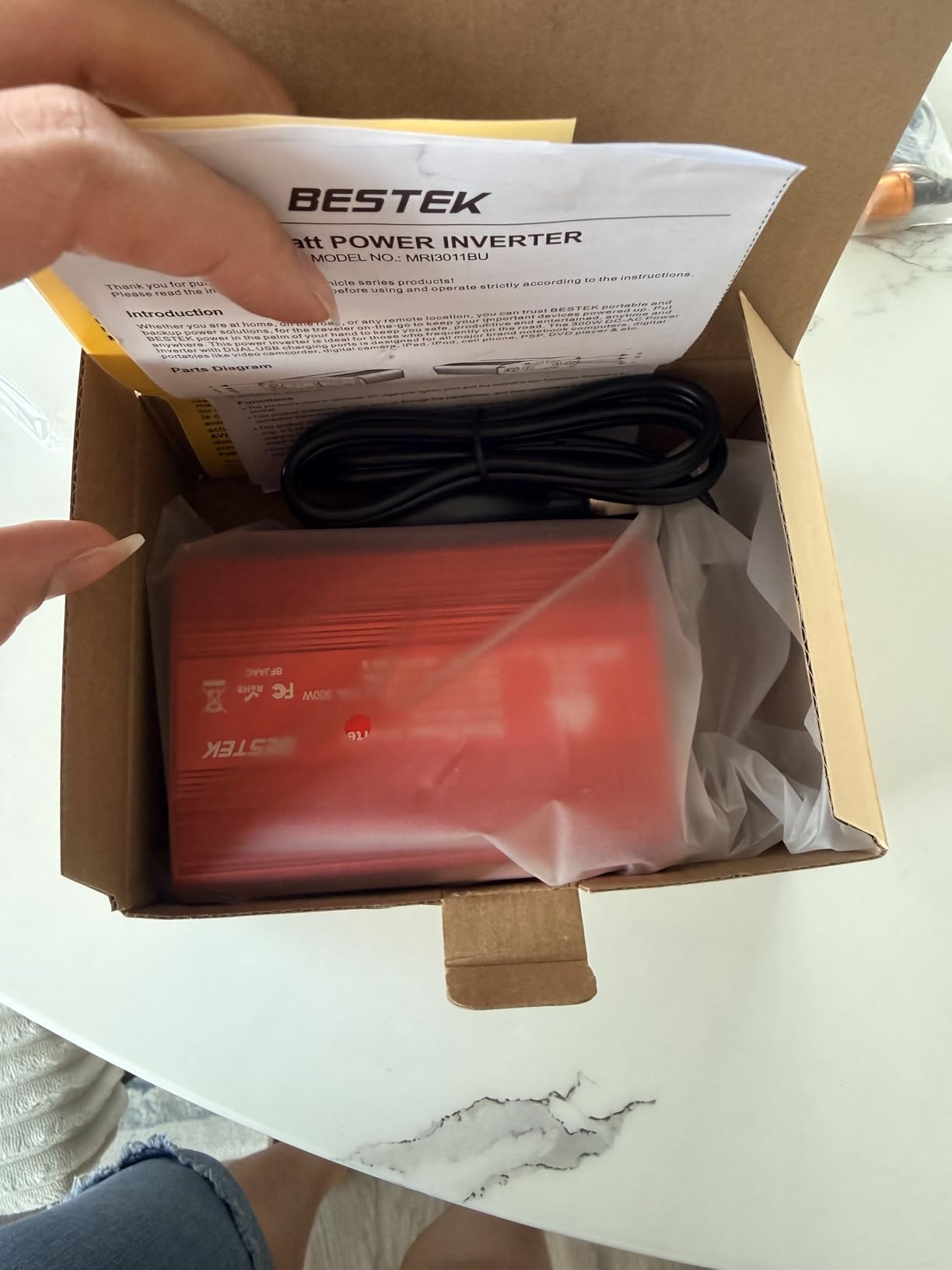 BESTEK Power Inverter DC 12-17V to AC 110V - 300W Car Plug Adapter Outlet | 4.8A Dual USB Fast Charging Port, Vehicle Charger Cigarette Lighter Adapter for Phone, Laptop on Road Trip - Aluminum Housing customer photo 2