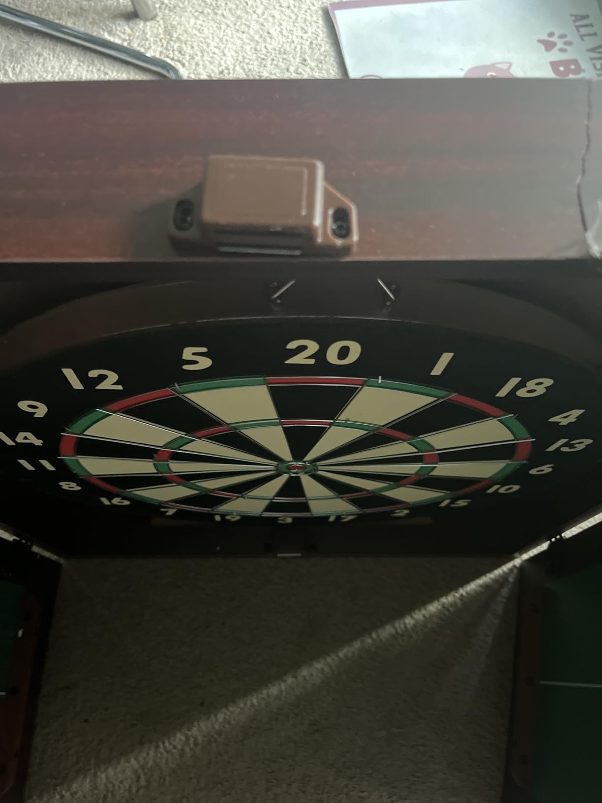 Trademark Poker Dart Board Cabinet Set with 18-inch Dartboard, 6 Steel-Tip Darts, and Chalkboard Scoring for Game Rooms, Man Caves, and Home Bars customer photo 2