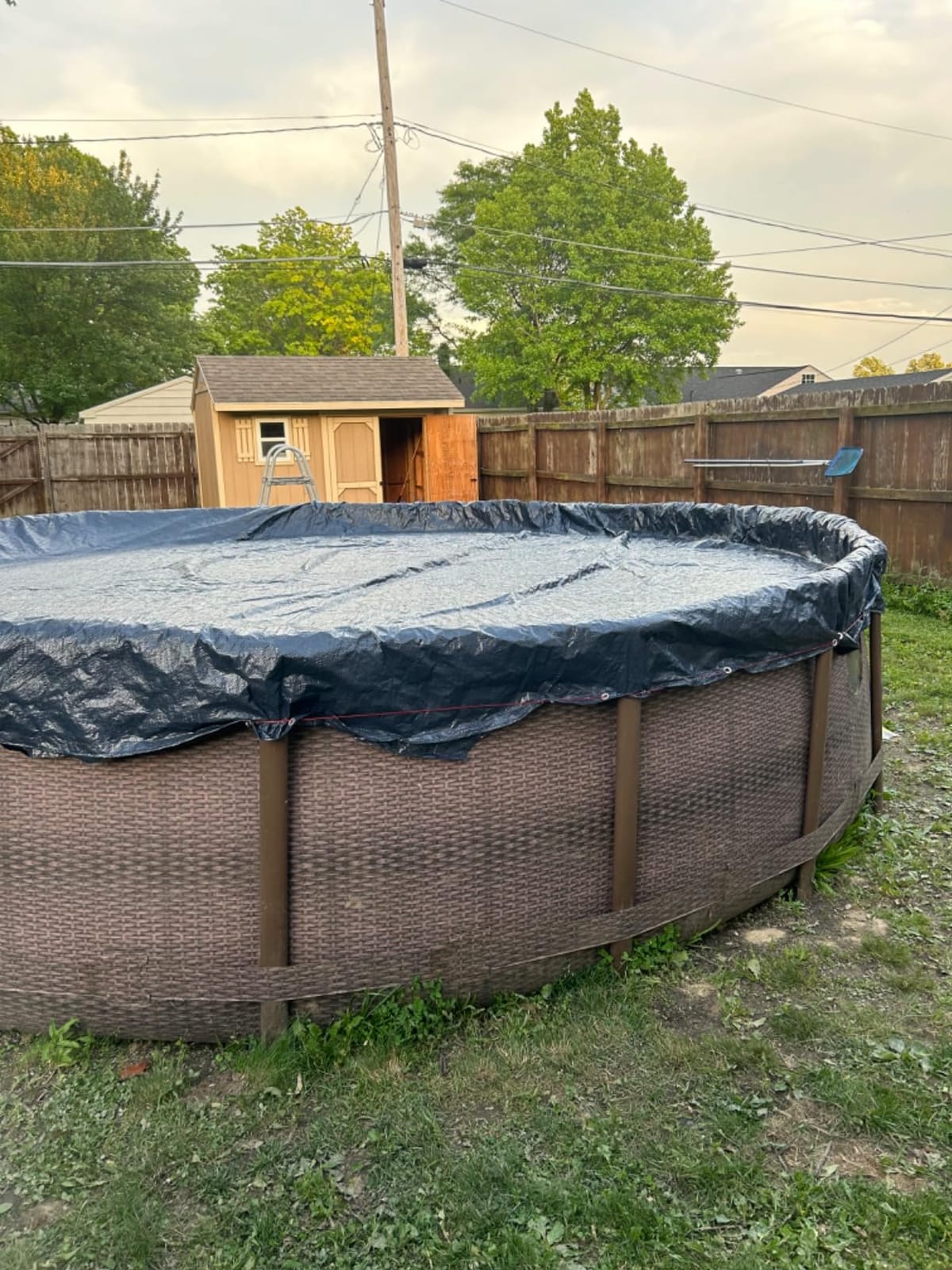 Blue Wave Arctic Armor 30-ft Round Above Ground Pool Winter Cover, Navy | Solid polyethylene, heat-sealed seams, cable, winch, grommets, extra 4-ft overlap, 8-yr support, blocks debris & snow customer photo 2
