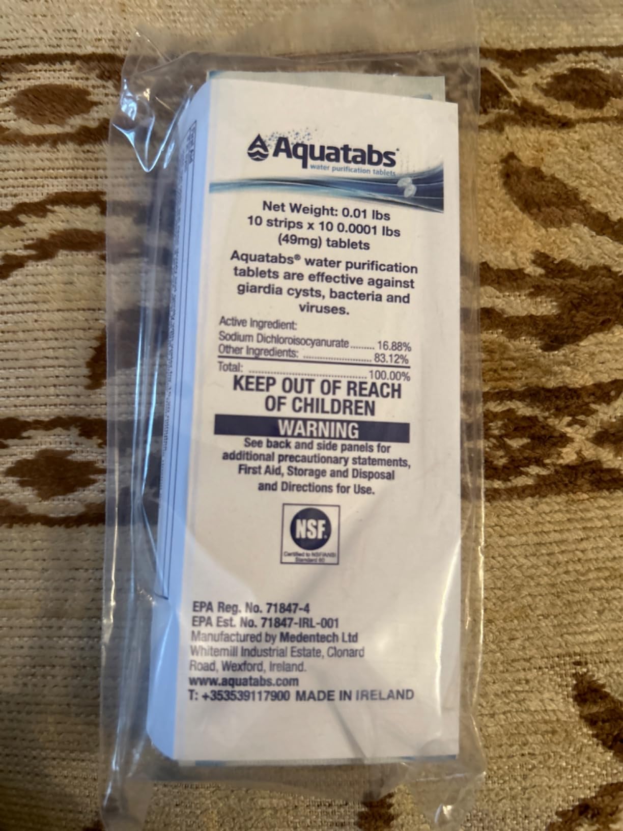 Aquatabs 49mg Water Purification Tablets, 30 Pack, EPA & NSF Certified | Portable purifier for camping, hiking, boating, international travel, survival kits. Fast-acting, lightweight customer photo 1