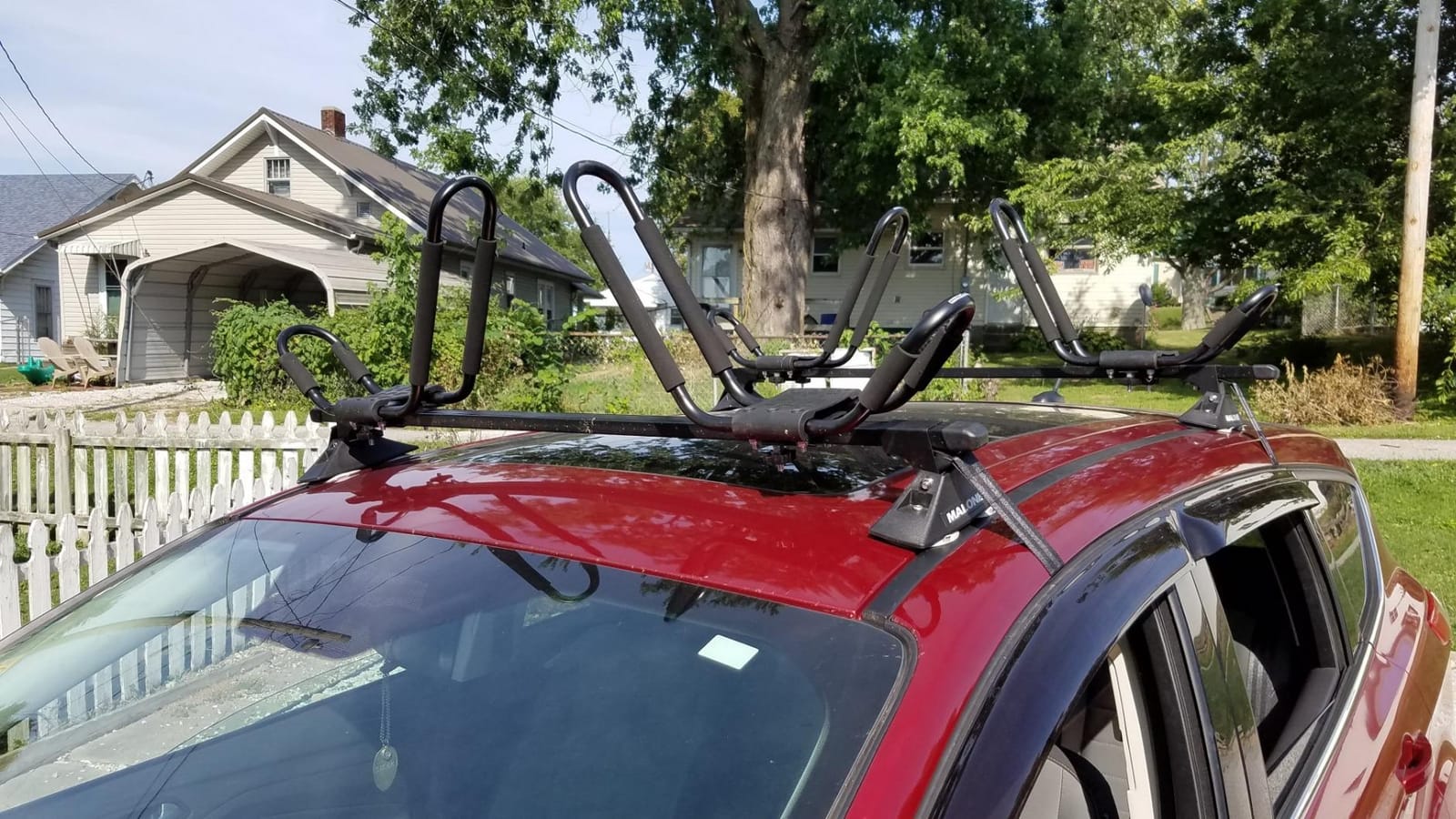 TMS Kayak Roof Racks for 2 Kayaks - Dual Universal Fit Carriers Include Two Sets of Straps for Cars, Trucks and SUVs - Easy to Mount J-Bar Style Carriers for Kayaks Canoes Paddleboards and Surfboards customer photo 2