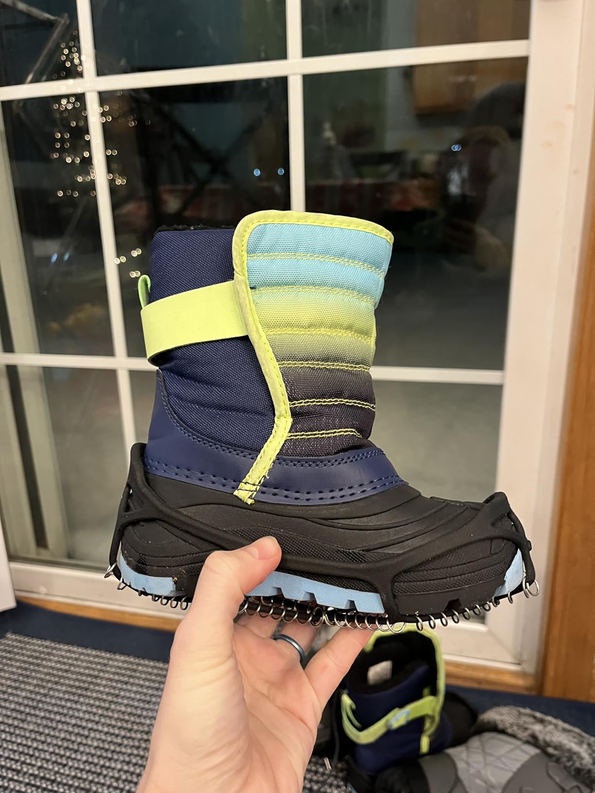 Yaktrax Walk Traction Cleats - 360-Degree Grip on Snow, Ice, & Multi-terrain Surfaces - Elastic Outer Band w/ Easy-On/Off Heel Tab & 1.2mm Zinc-coated Steel Coils - Abrasion & Rust Resistant - Unisex customer photo 1