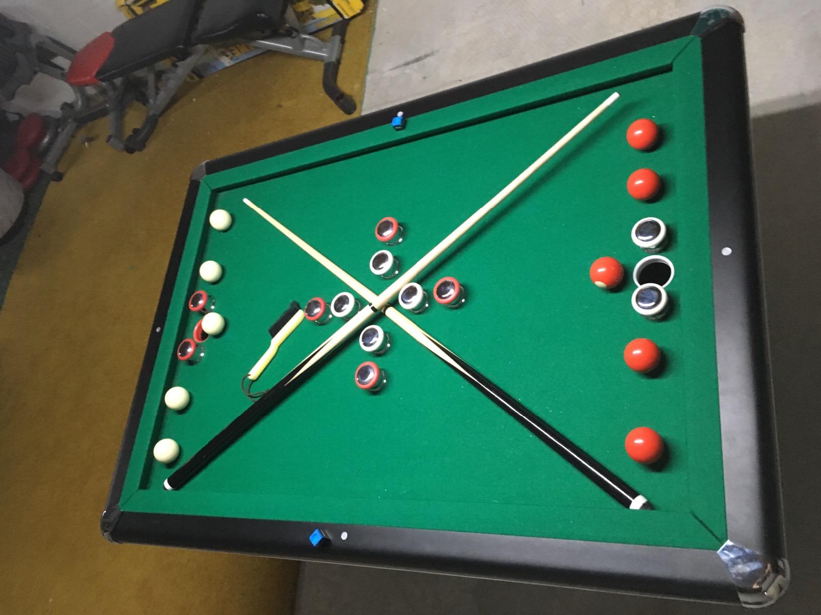 Hathaway Renegade 54-in Bumper Pool Table for Game Room - Genuine Slate Play Bed & Carpeted Ball Return System - Includes Cues, Balls, Brush & Chalk - Green Felt with Black Finish customer photo 2
