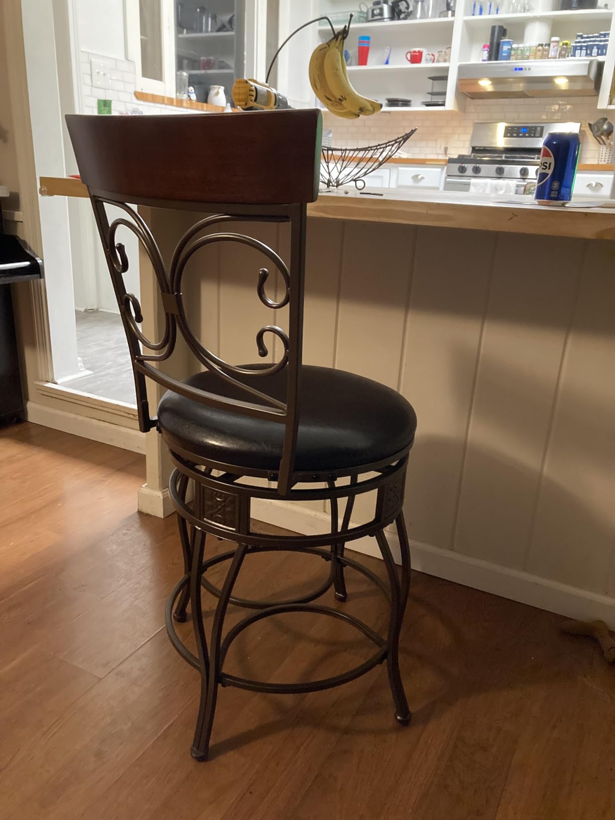Powell Big and Tall Back Scroll Stool, Counter Height, Dark Bronze/Brown customer photo 1