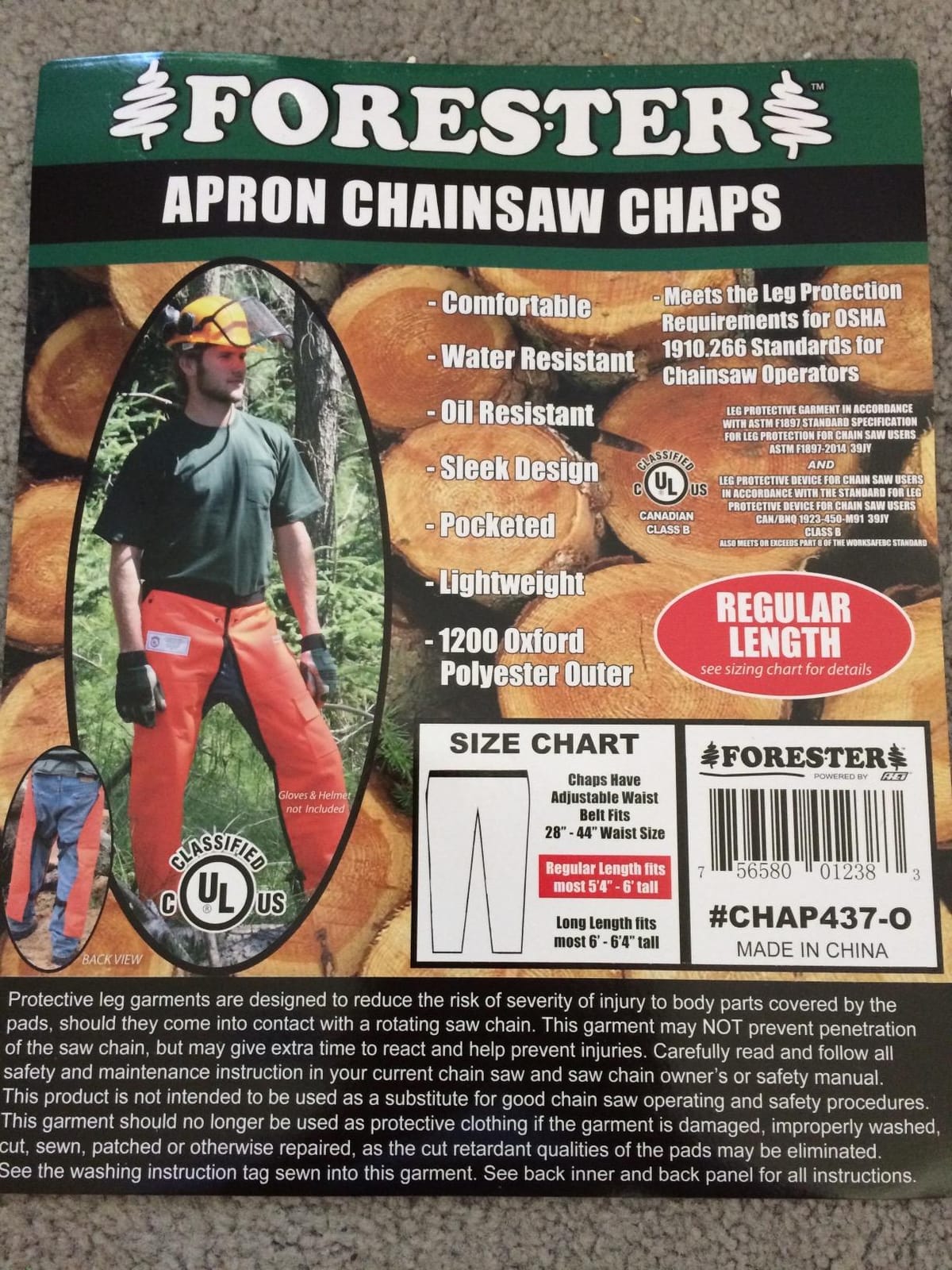 FORESTER Chainsaw Chaps for Men & Women | Apron-Style Chaps with Pocket & Adjustable Waist | Chainsaw Safety Equipment customer photo 1
