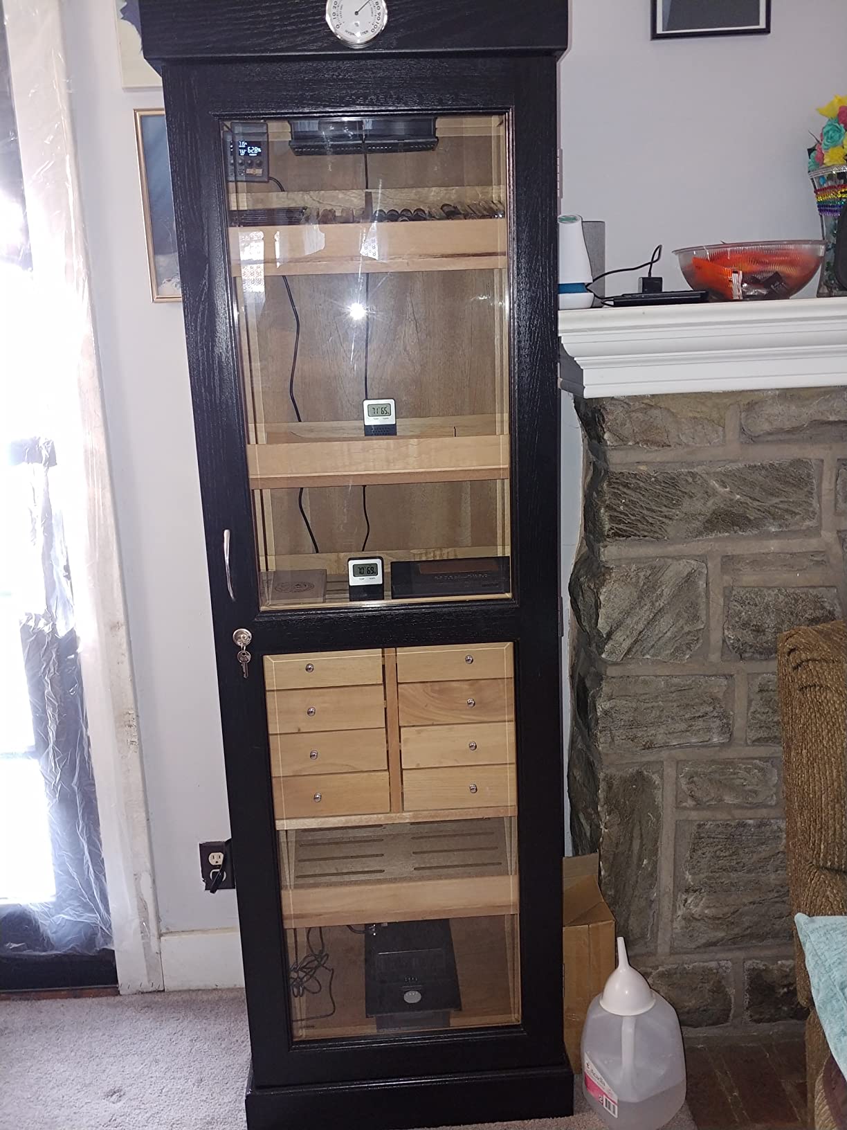 Humidor Supreme Oak Tower Humidor with Adjustable Shelves and Drawers | Large Capacity Humidor Cabinet with Tempered Beveled Glass Door, Hygrometer, and Dried Spanish Cedar Lining - Holds 3000 Cigars customer photo 1