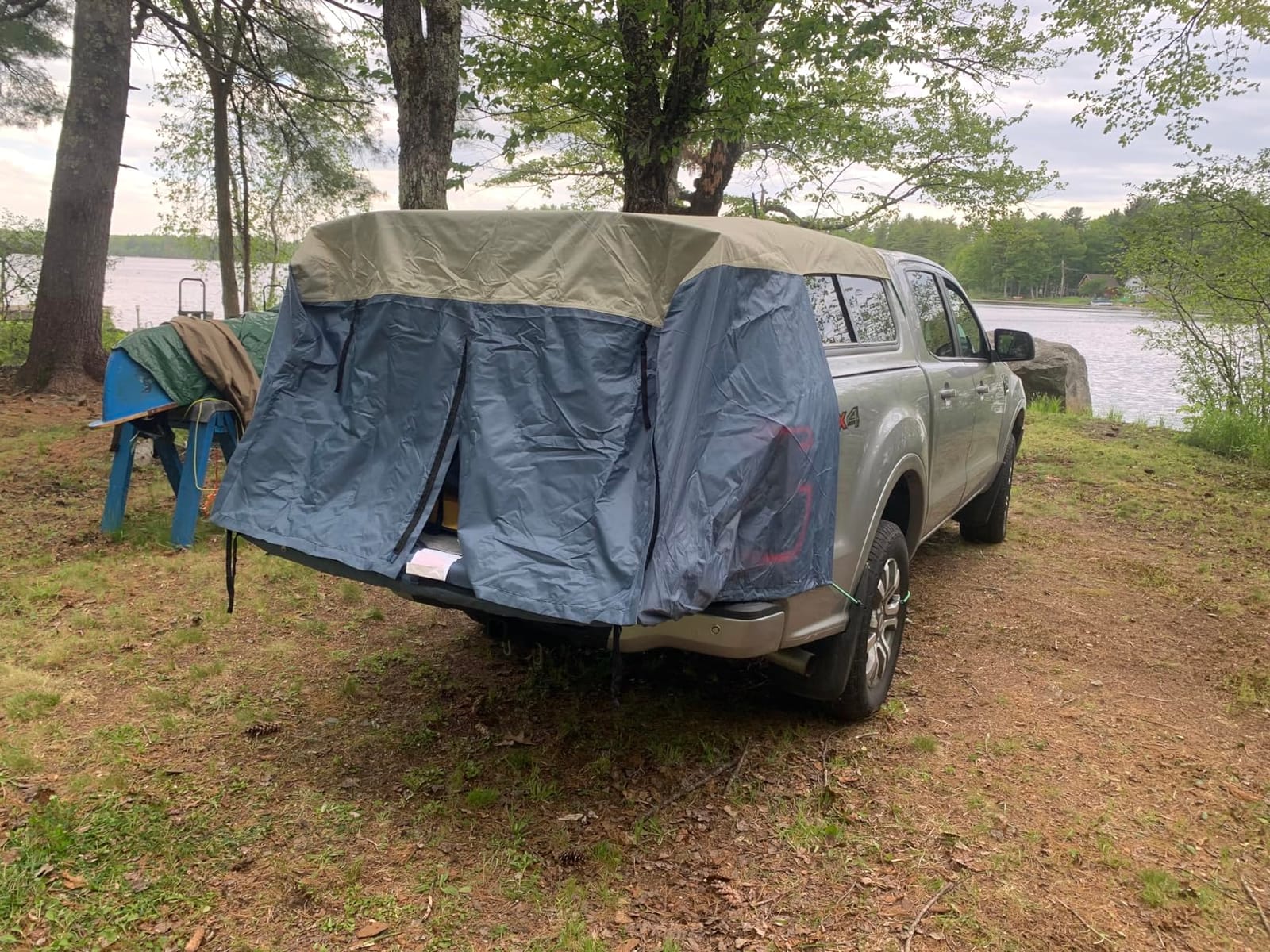 DAC Truck Bed Tent- Pickup Truck Tent for Caps, Fits Ford Maverick. Jeep Gladiator, Ford Ranger, Nissan Frontier, Rivian R1T, Tesla Cybertruck - Tailgate Width ≤58