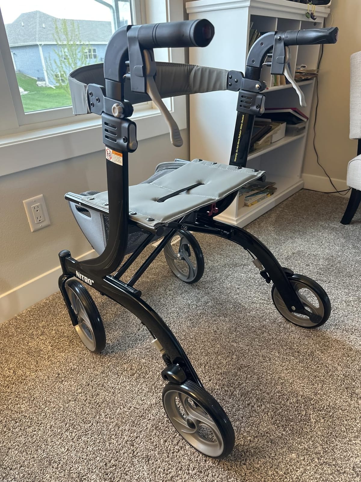 Drive Medical RTL10266BK Nitro Foldable Rollator Walker with Seat, Black | Foldable Rollator Walker with Seat at Standard Height for Comfortable, Convenient Everyday Mobility Use customer photo 2