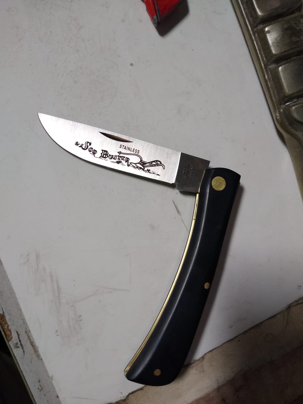 Case XX WR Pocket Knife Sod Buster Jr, Stainless Steel Blades, Length Closed: 3 5/8 Inches, Made in USA (Amber Bone) customer photo 1