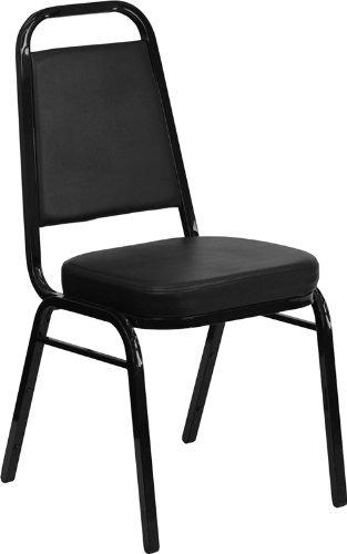 Flash Furniture Hercules Vinyl Banquet Chair, Black, 4-Pack | Stackable, Trapezoidal Back, Black Frame, Vinyl Upholstery customer photo 2