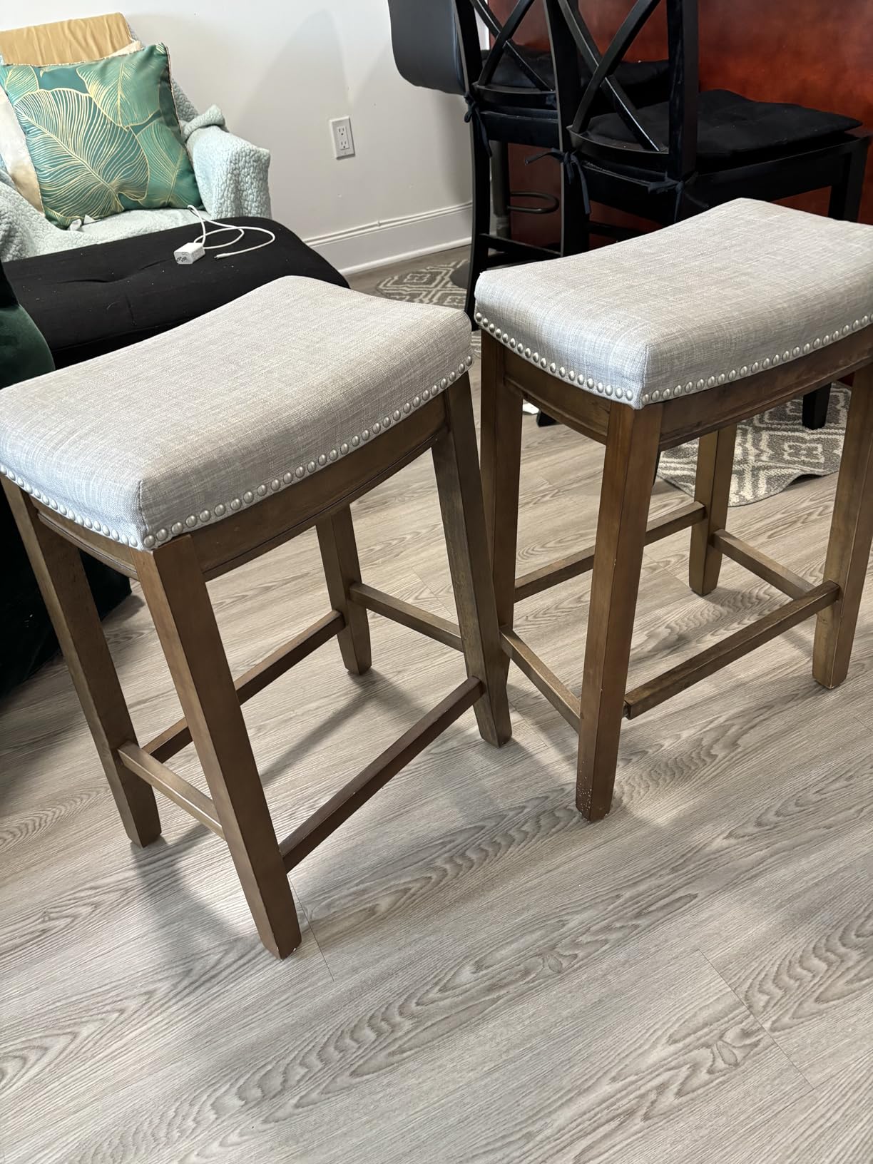 Linon Harper Beige & Dark Walnut 24