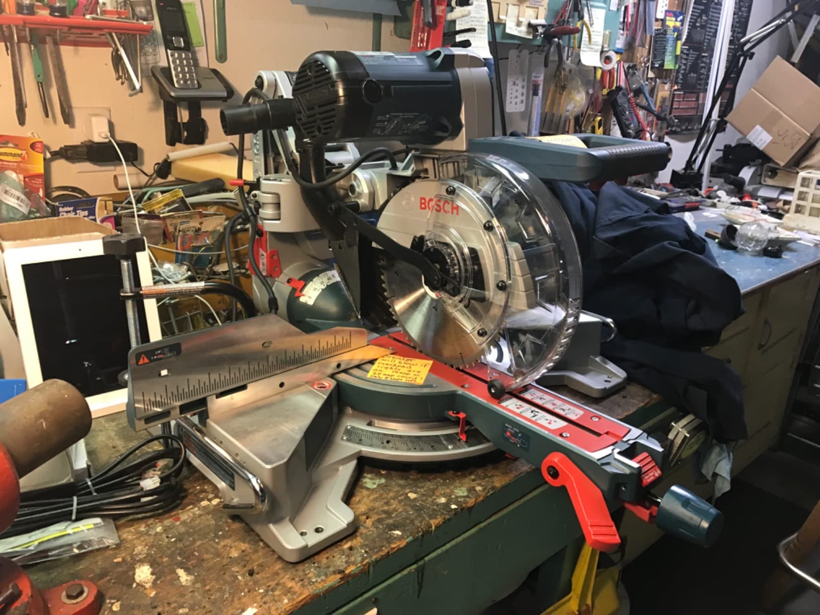 BOSCH 15.0 Amp CM10GD 10 In. Dual-Bevel Glide Miter Saw for Woodworking | Articulated hinge arms, reduce the saw's front-to-back footprint by up to 10 in., axial-glide system customer photo 1