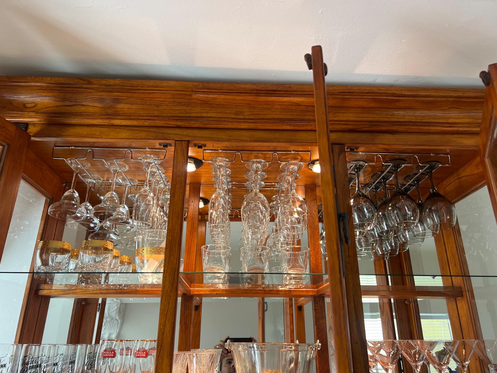 Deco Brothers Under Cabinet Wine Glass Rack, 3 Rail Stemware Holder, Chrome customer photo 1