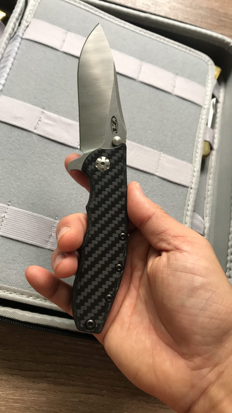 Zero Tolerance 0562CF Hinderer Slicer Folding Knife; 3.5