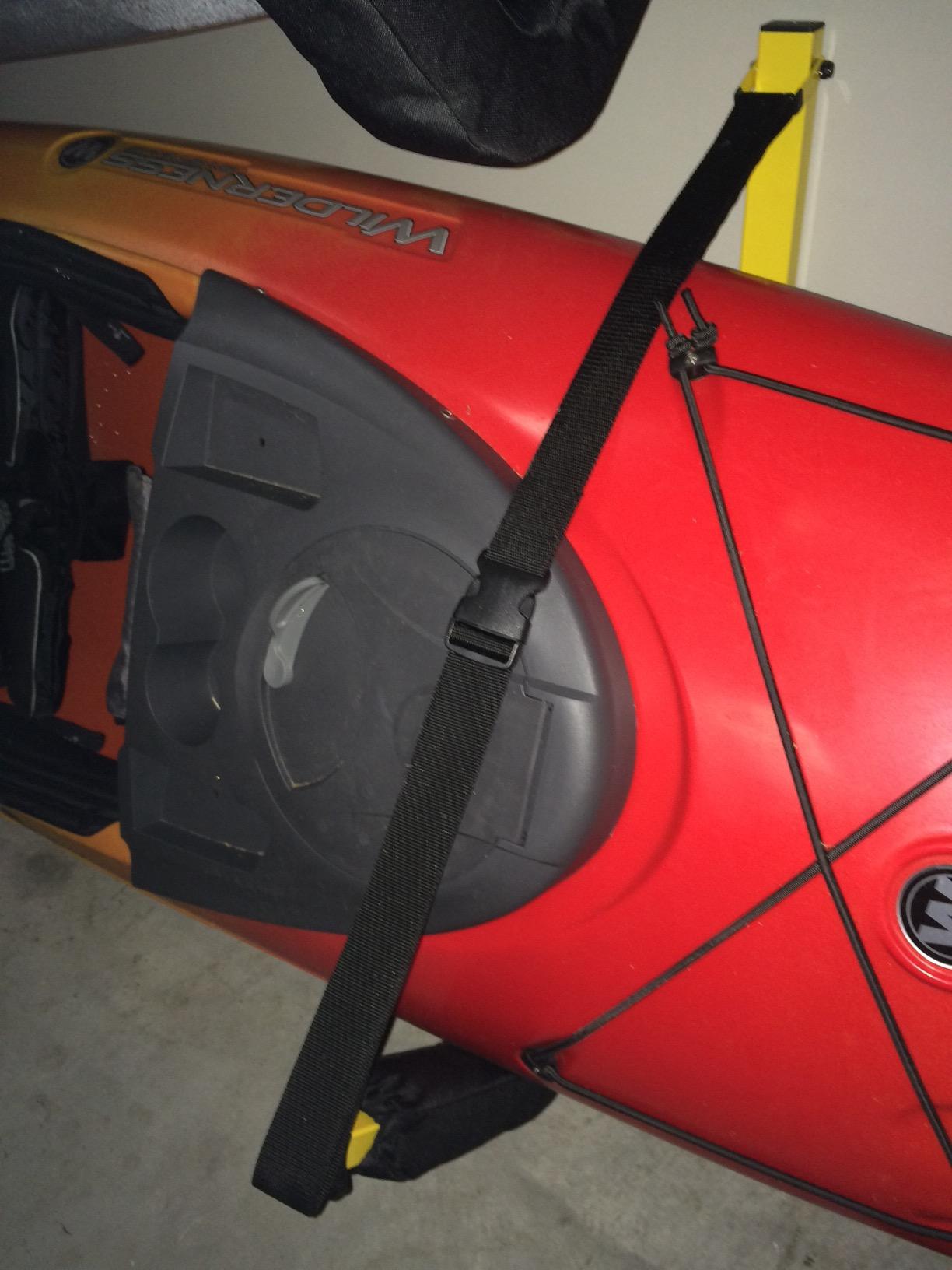 Suspenz Kayak Storage Rack, Big EZ Padded Wall Hangers/Hooks for Kayaks and Canoes, Indoor & Outdoor Wall Mounts, Powder-Coated Steel with Foam Pads & Safety Straps, Holds up to 150 lbs (12-2499) customer photo 2
