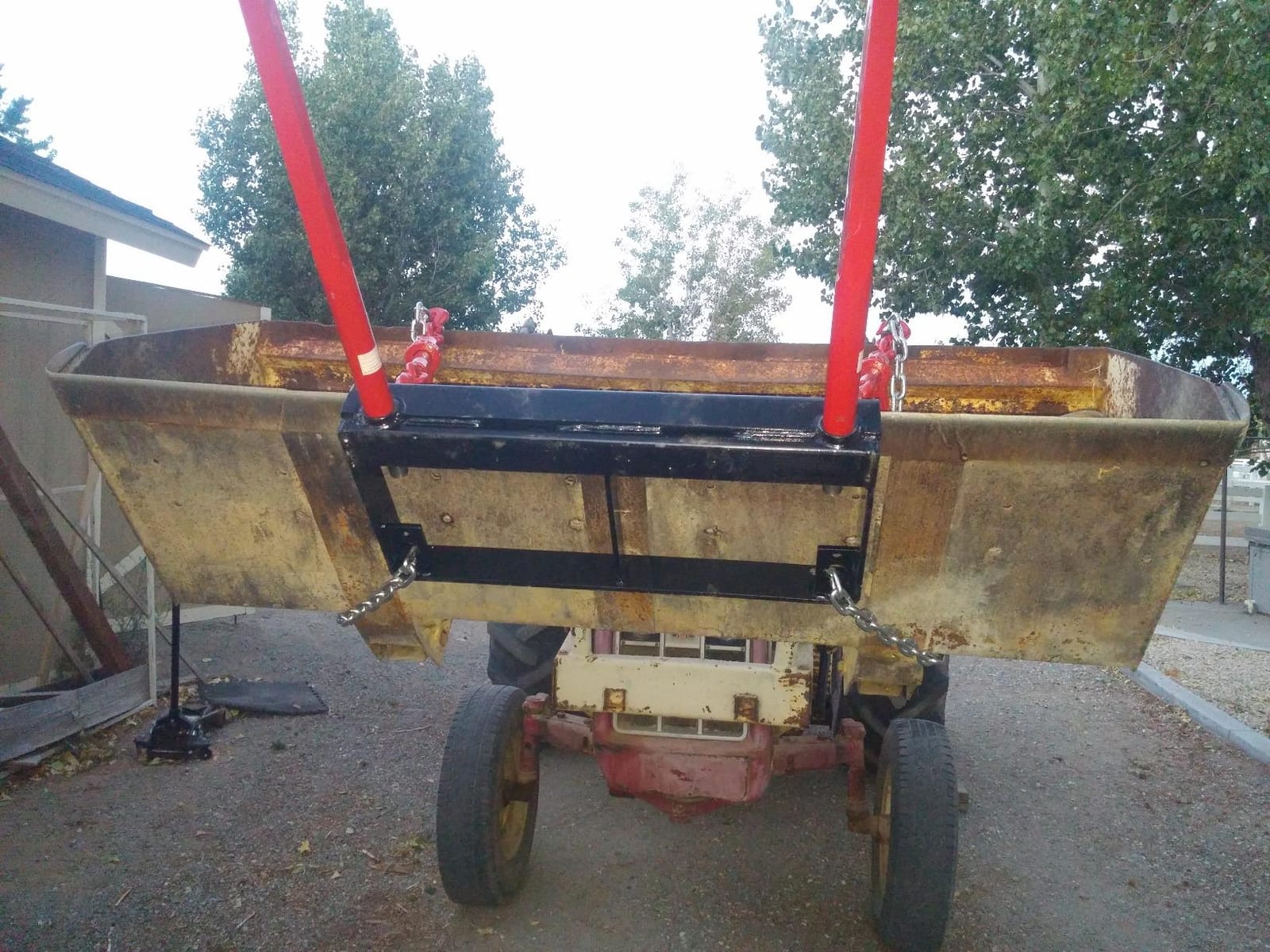 Titan Attachments Dual Prong Hay Bale Spear Attachment, Universal Loader Bucket Attachment, 3000 LB Capacity, Conus 2 Tines, Chains and Ratchet Binders Included (Hay Spear Length: 49