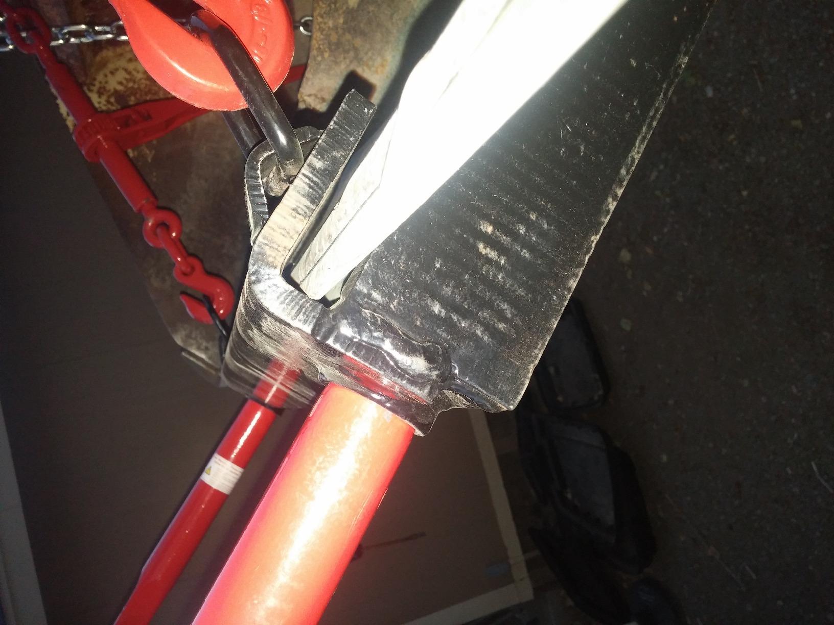 Titan Attachments Dual Prong Hay Bale Spear Attachment, Universal Loader Bucket Attachment, 3000 LB Capacity, Conus 2 Tines, Chains and Ratchet Binders Included (Hay Spear Length: 49