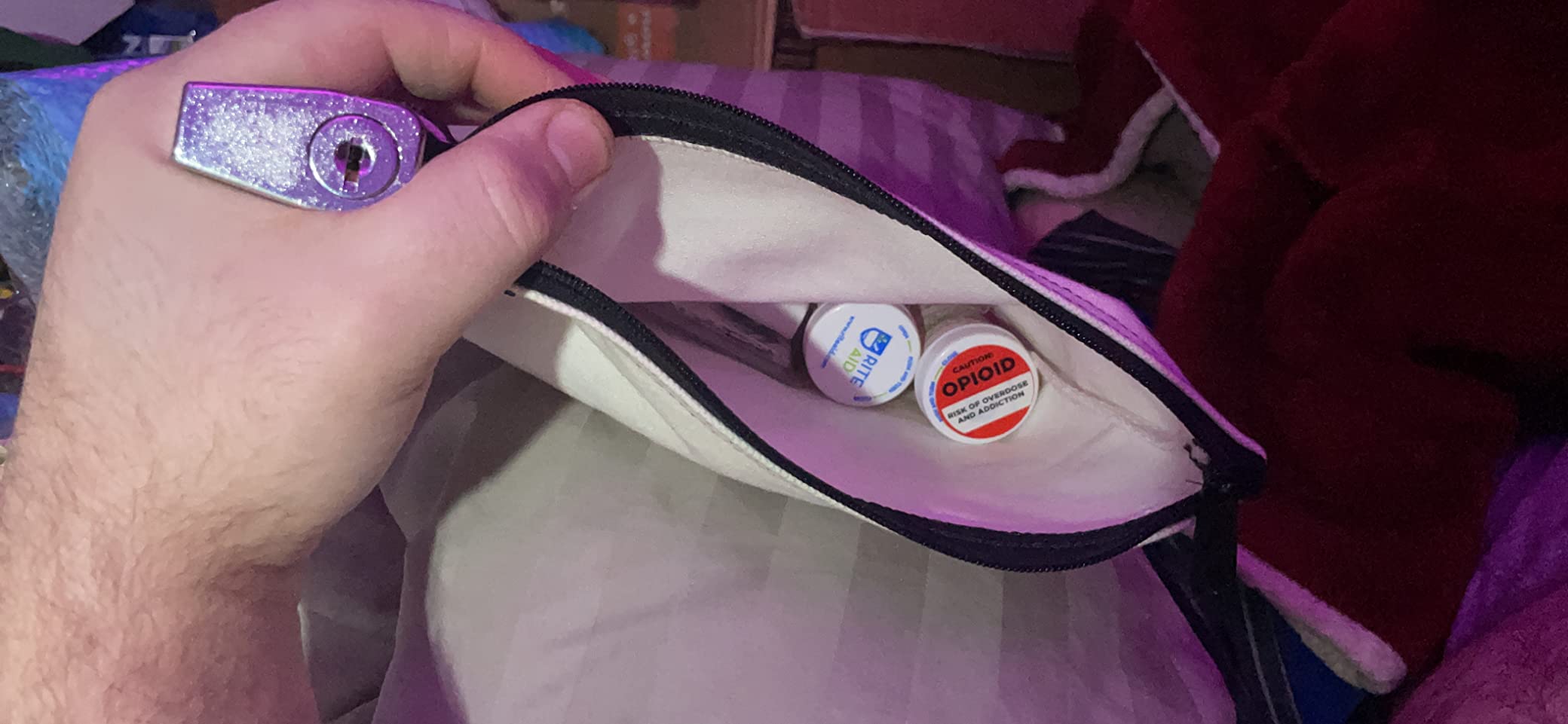 Canvas Medication Organizer Lock Bag, White, 8 x 10 | Travel Pill Organizer, 2 Keys Included, Heavy Duty Lock System, Pill Pouch customer photo 2