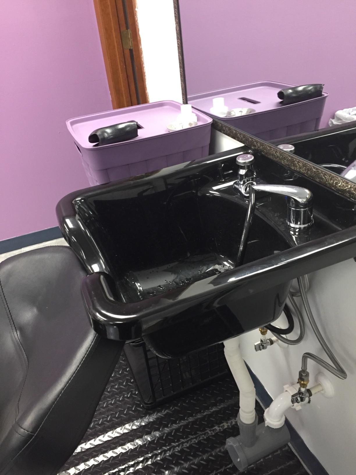 BYOOTIQUE Shampoo Bowl Salon Sink with Gel Neck Rest Hair Trap CUPC Vacuum Breaker | Black Square Wall Mounted, Hair Washing Basin Station, Portable Shampoo Bowl, with Hair Trap, Barbershop Nursing Home customer photo 1