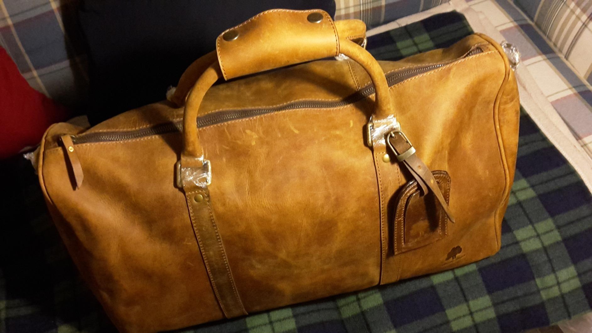 Leather Duffle Bag for Men - Full Grain Travel Weekender, Brown 20 Inch customer photo 1