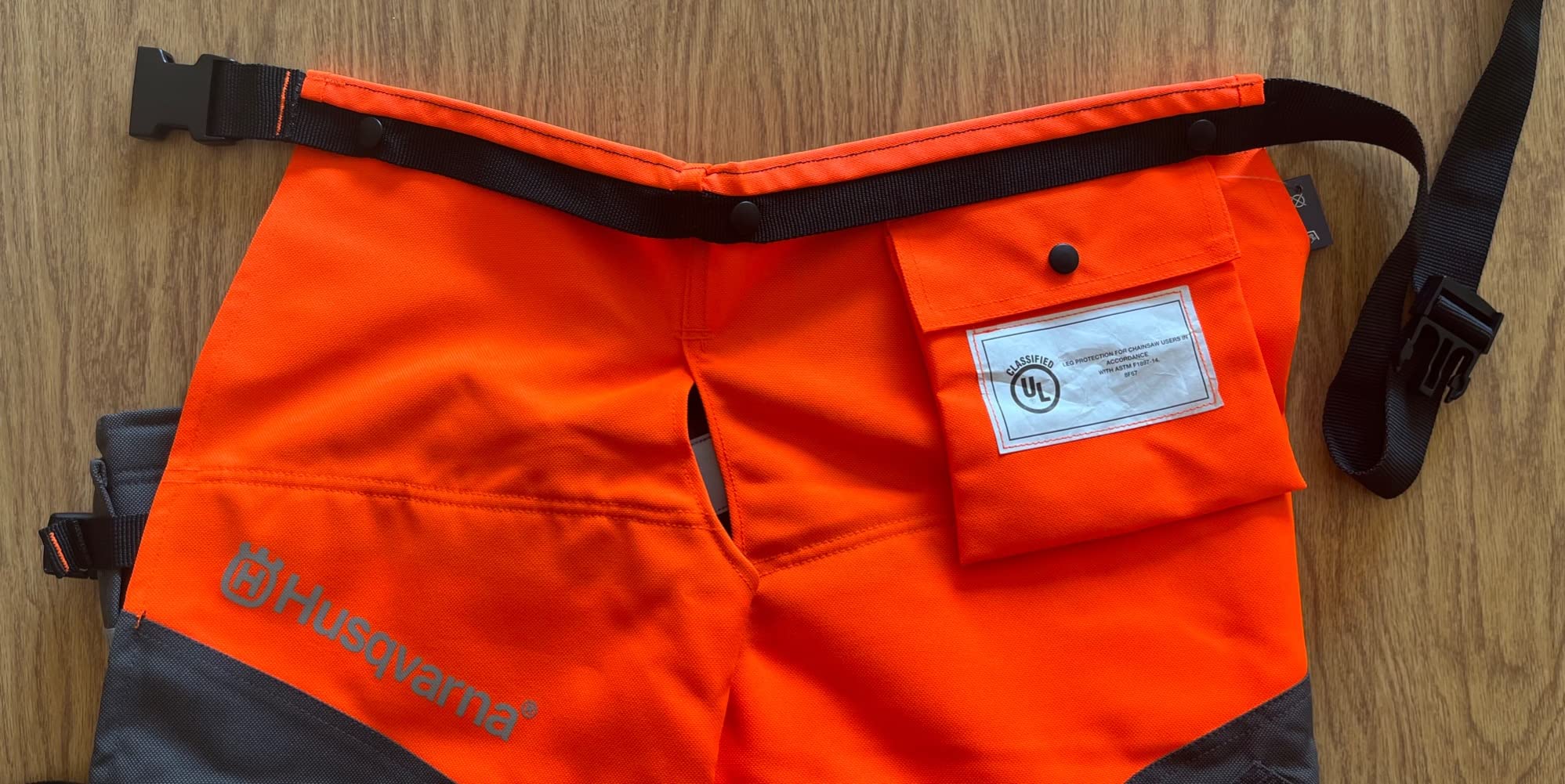 Husqvarna unisex adult 36-38 In. Orange/Gray Tech. Technical Chaps, Orange, 36 to 38-Inch US customer photo 2