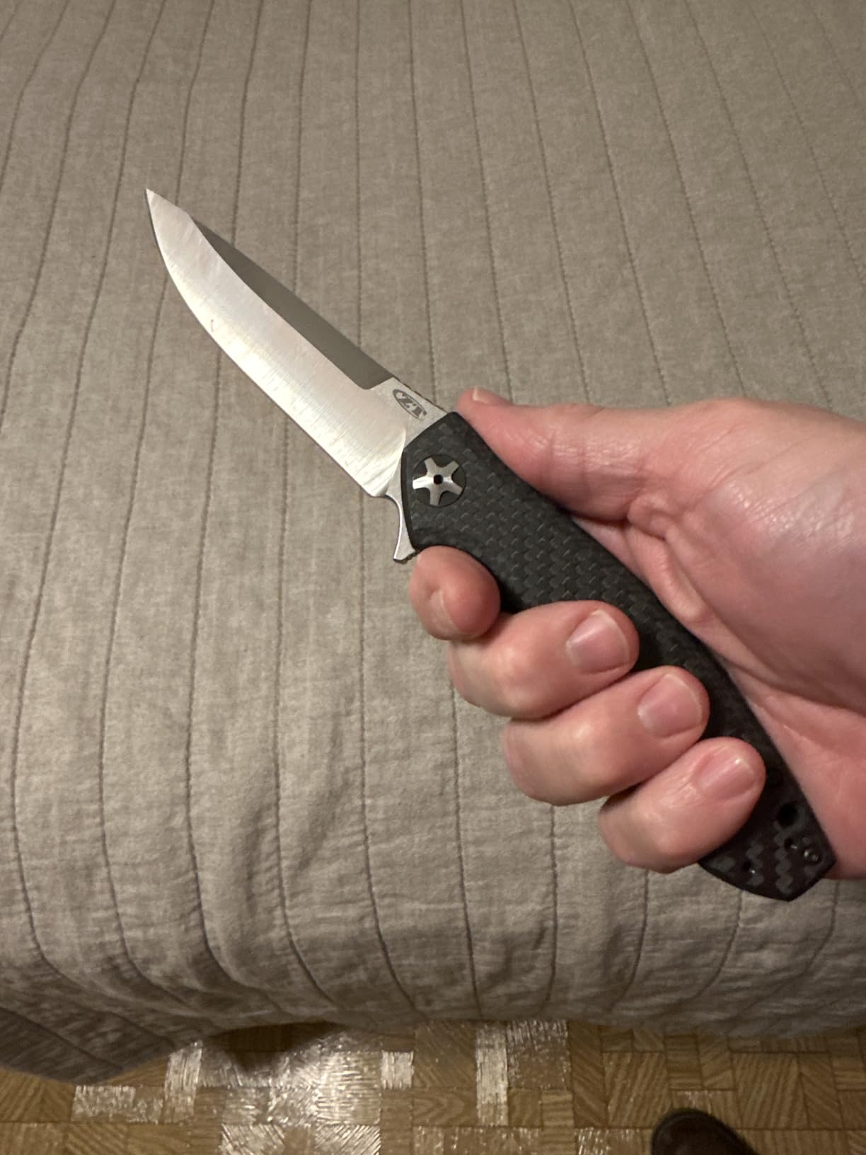 Zero Tolerance 0452CF; Pocket Knife with Dual-Finished S35VN Steel Blade, Front and Titanium Back Handle Scales, KVT Ball-Bearing Opening, Frame Lock, Deep-Carry Pocketclip; 4.6 OZ.,Large customer photo 2