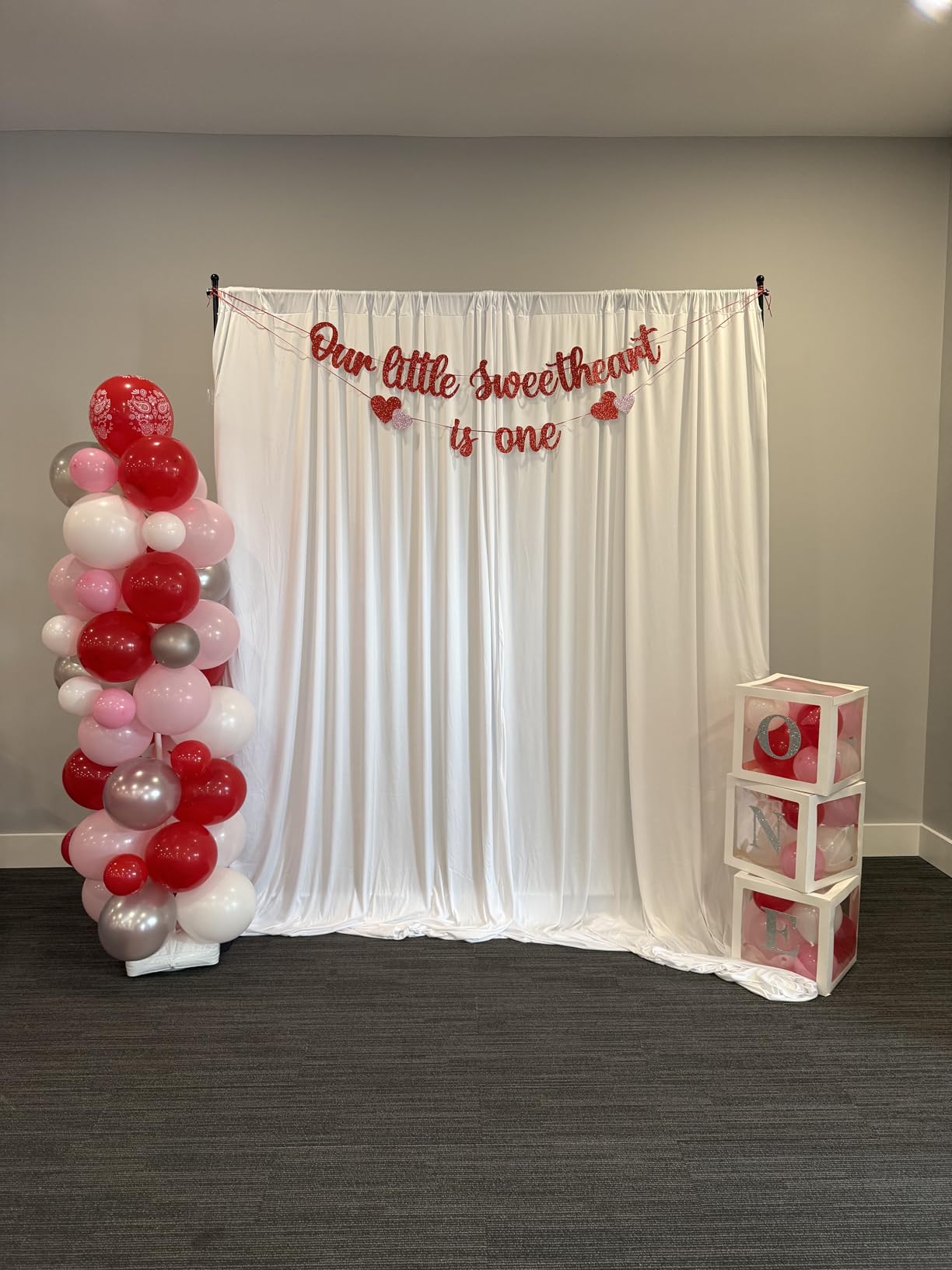VEVOR Backdrop Banner Stand 8 x 8 Ft Adjustable Height Background Stand Backdrop with 1 Carrying Bag, Backdrop Stand for Parties Wedding Photo Booth Trade Show customer photo 2