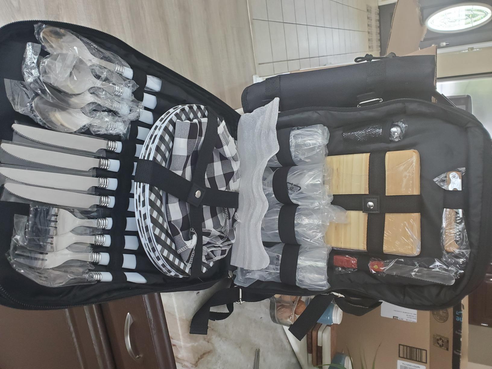 Picnic Backpack for 2, Insulated Basket Set with Blanket, Gray, 12-in-1 | Picnic Backpack For 2 With Insulated Cooler Bag, Blanket, Wine Holder, Cutlery, Cheese Board, And Outdoor Dining Essentials customer photo 1