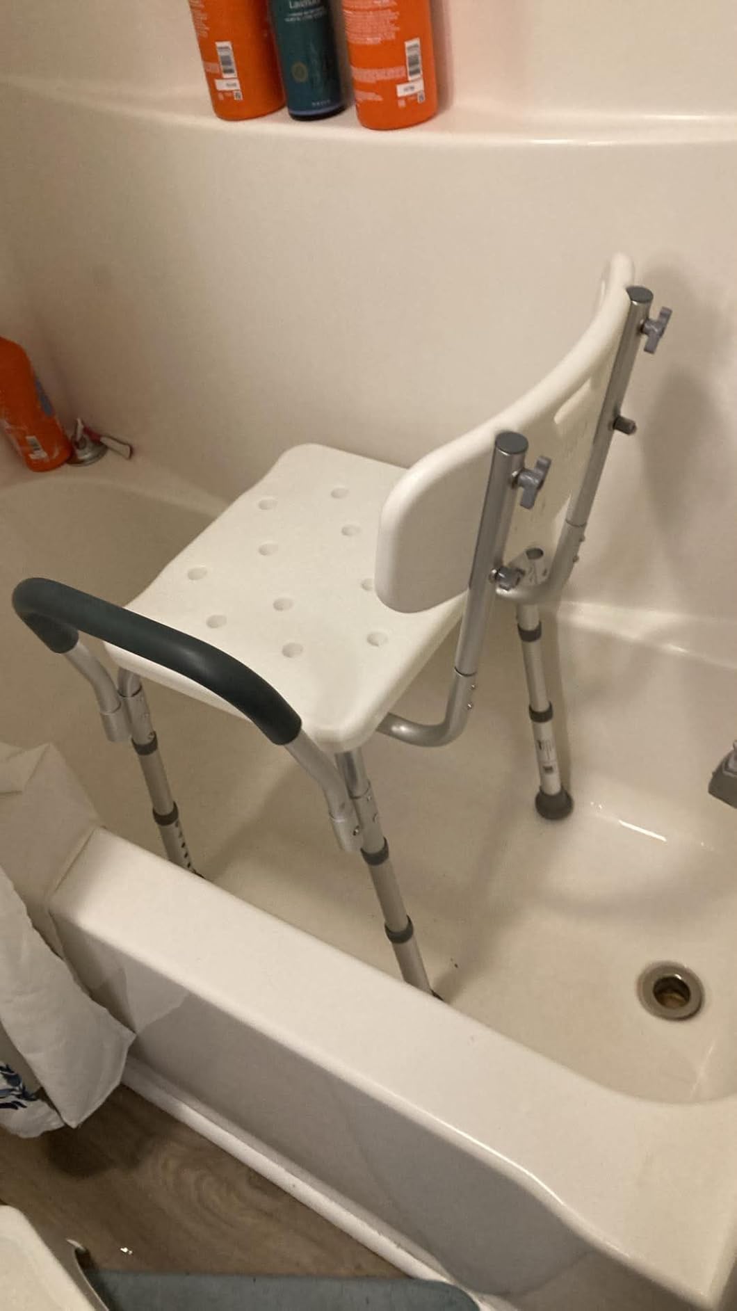 Drive Medical Premium Shower Chair with Back and Padded Arms, White | Adjustable Height Seating for Safety and Comfort, Supports 350 Pounds customer photo 1