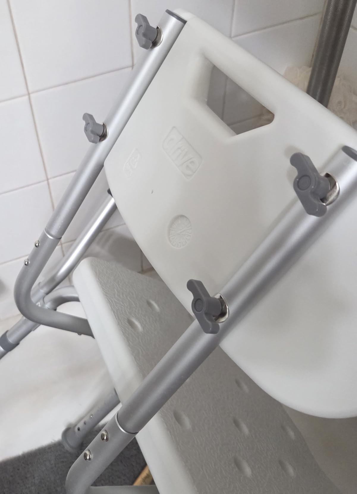 Drive Medical Premium Shower Chair with Back and Padded Arms, White | Adjustable Height Seating for Safety and Comfort, Supports 350 Pounds customer photo 2