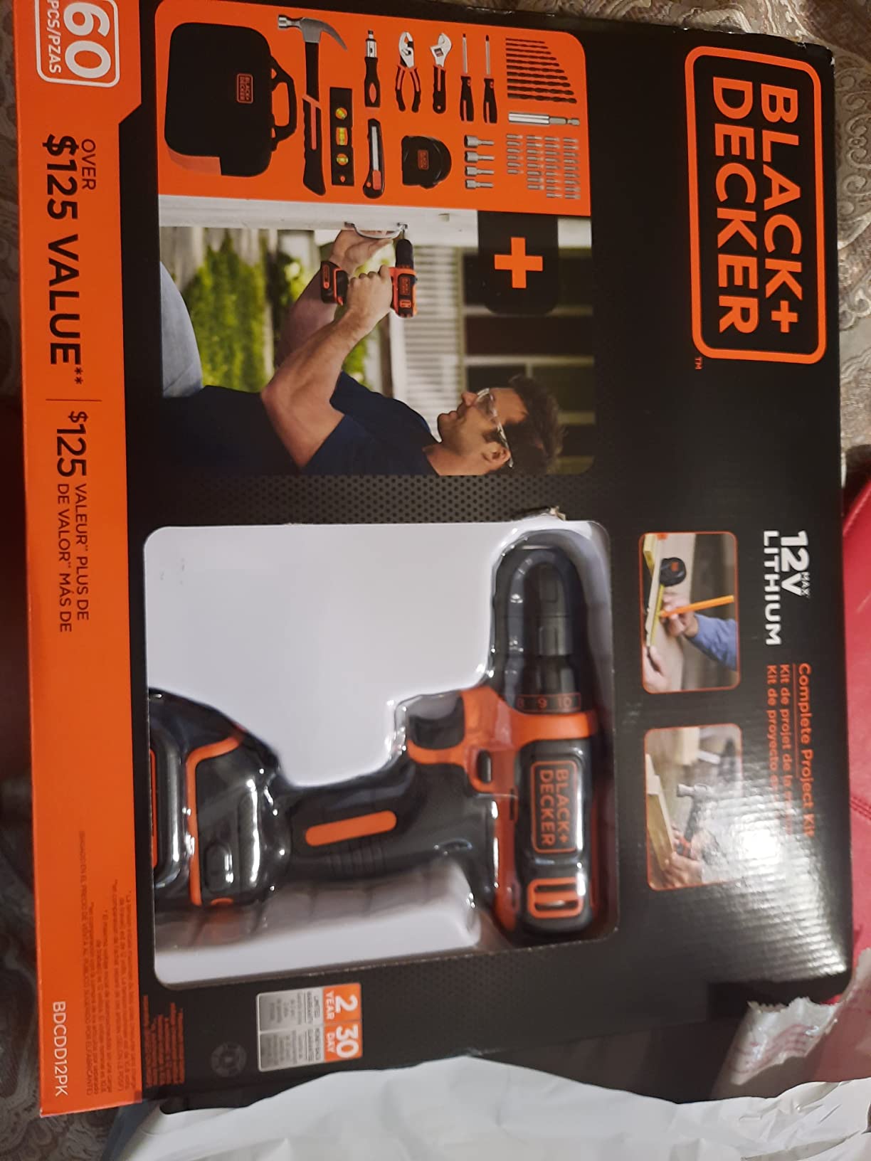 BLACK+DECKER 12V MAX Drill & Home Tool Kit, 60-Piece (BDCDD12PK) customer photo 2