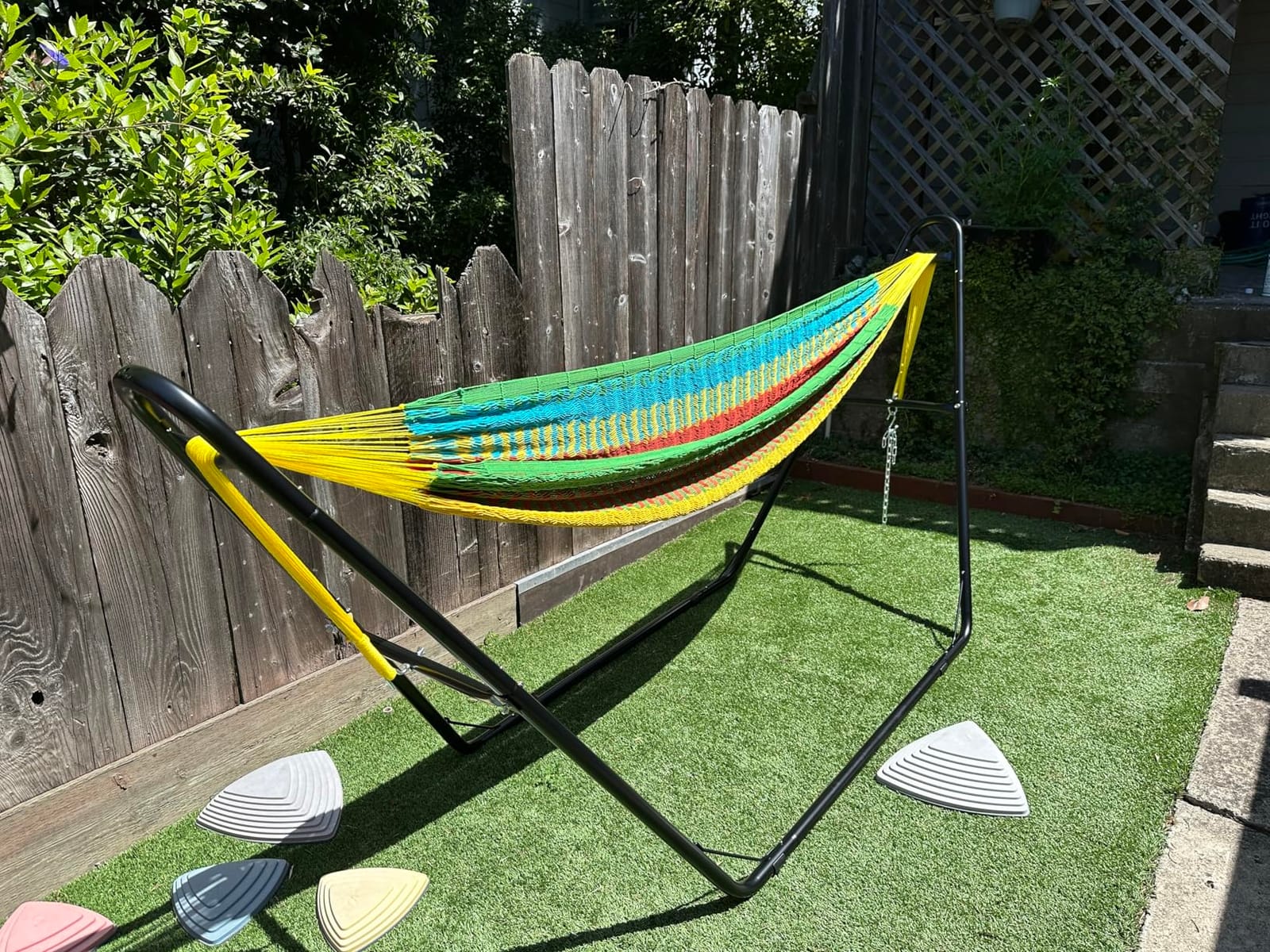 Sunnydaze Universal Heavy-Duty Hammock Stand for Outside, Chains Included | Black, 550 lb Capacity, Fits 9.5-14' Hammocks, Tool-Free Setup, Rust-Resistant Steel Metal 2-Person Double Hammock Frame Only customer photo 1